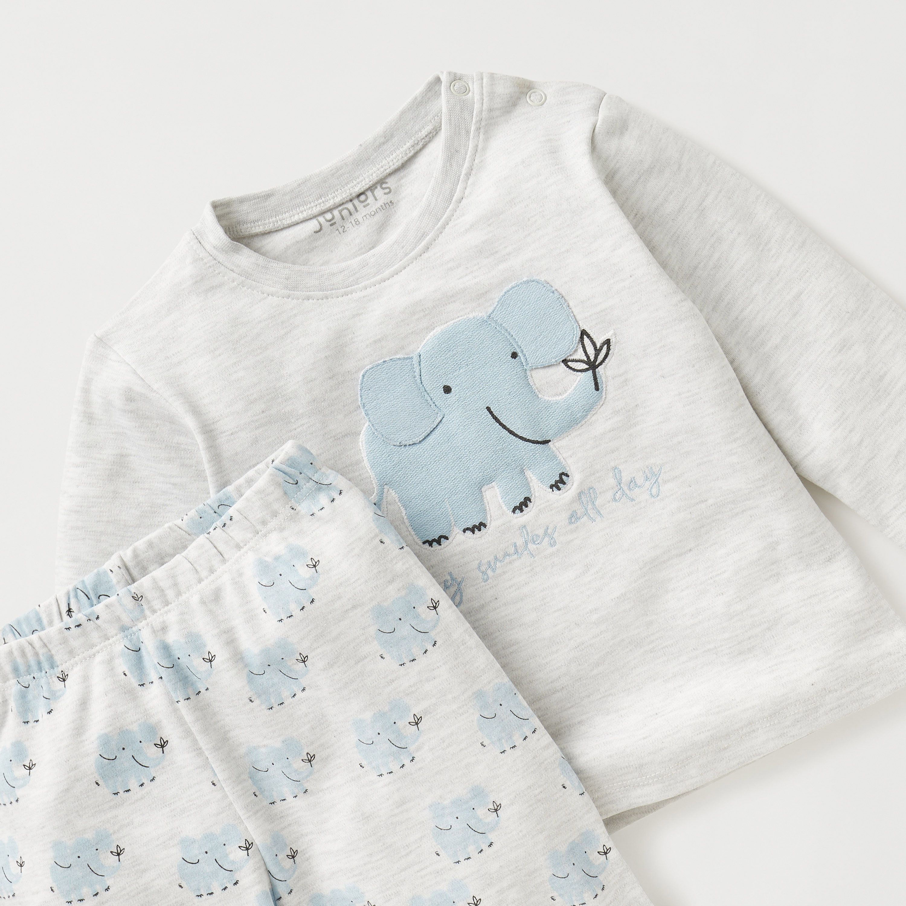 Juniors Elephant Print T-shirt and Pyjama Set-baby-girls-clothing-nightwear-pyjamasets-image-4