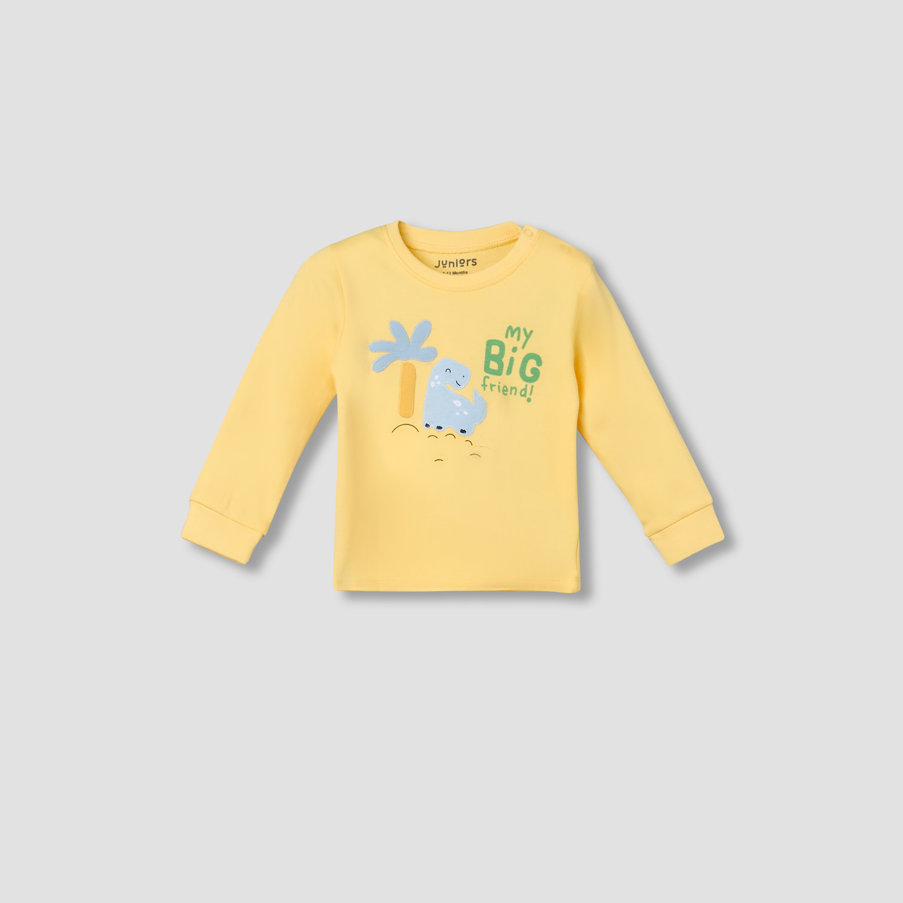 Juniors Cotton Crew Neck Long Sleeves Pyjama Set with Dinosaur Applique-baby-boys-clothing-nightwear-pyjamasets-image-3