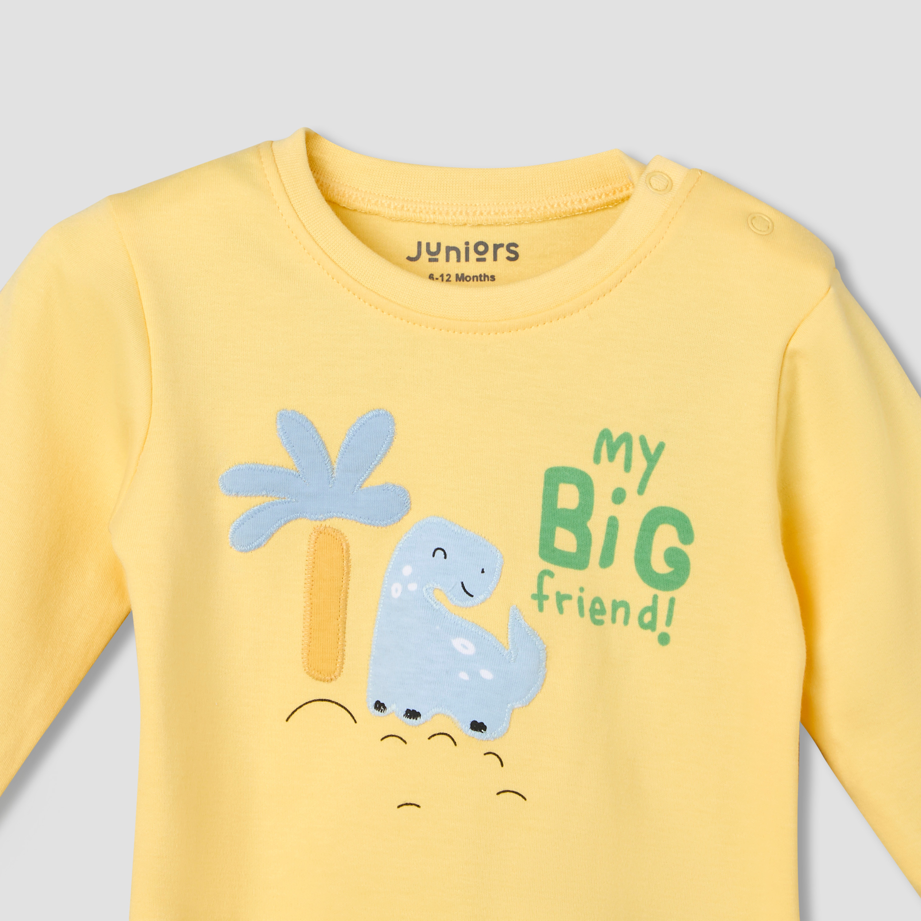 Juniors Cotton Crew Neck Long Sleeves Pyjama Set with Dinosaur Applique-baby-boys-clothing-nightwear-pyjamasets-image-7