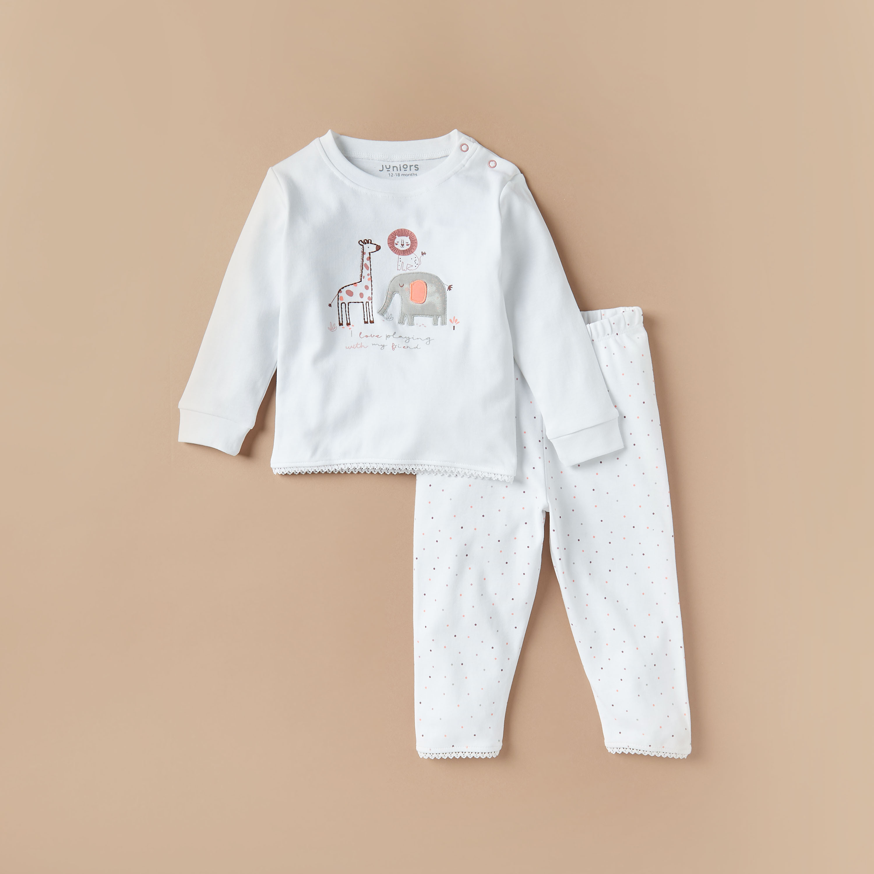 Juniors Cotton Crew Neck Long Sleeves Pyjama Set with Print-baby-girls-clothing-nightwear-pyjamasets-image-1
