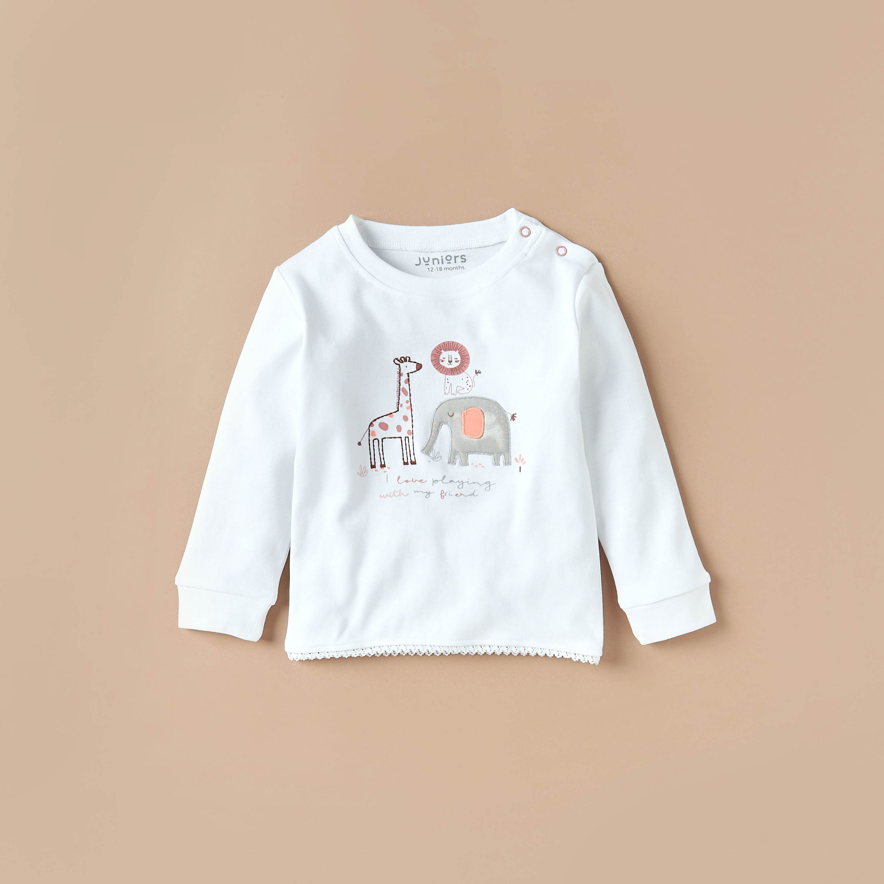 Juniors Cotton Crew Neck Long Sleeves Pyjama Set with Print-baby-girls-clothing-nightwear-pyjamasets-image-2