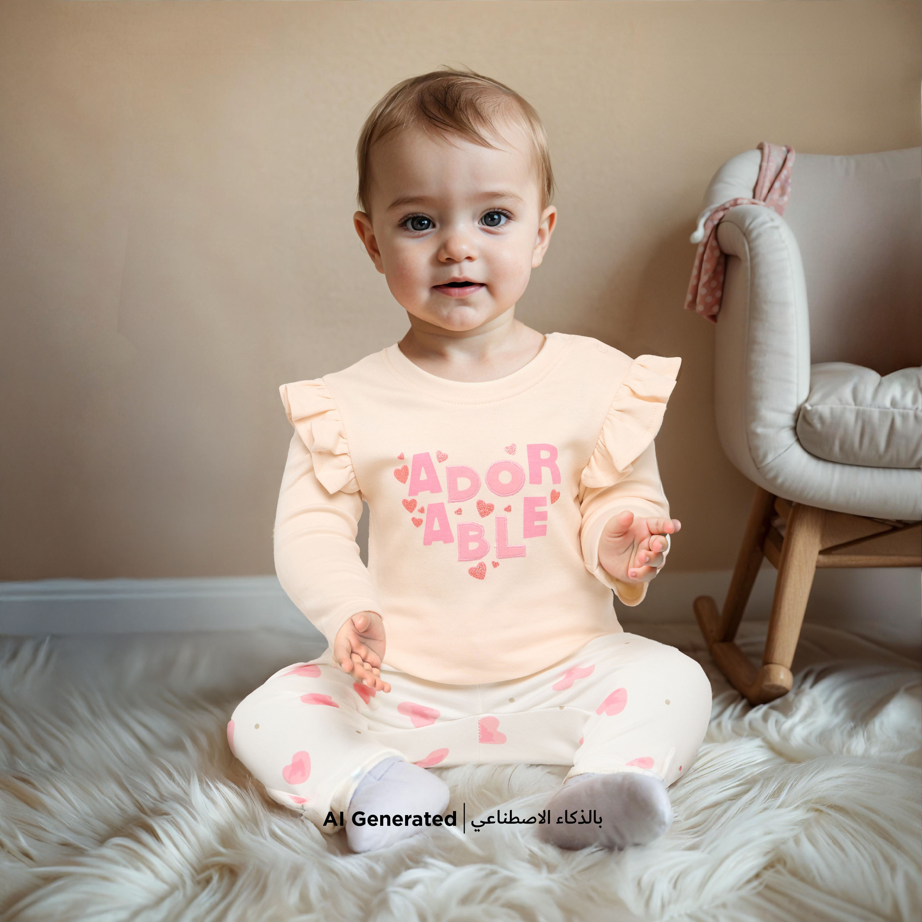 Juniors Heart Print Long Sleeve T-shirt and Elasticated Pyjama Set-baby-girls-clothing-nightwear-pyjamasets-image-6