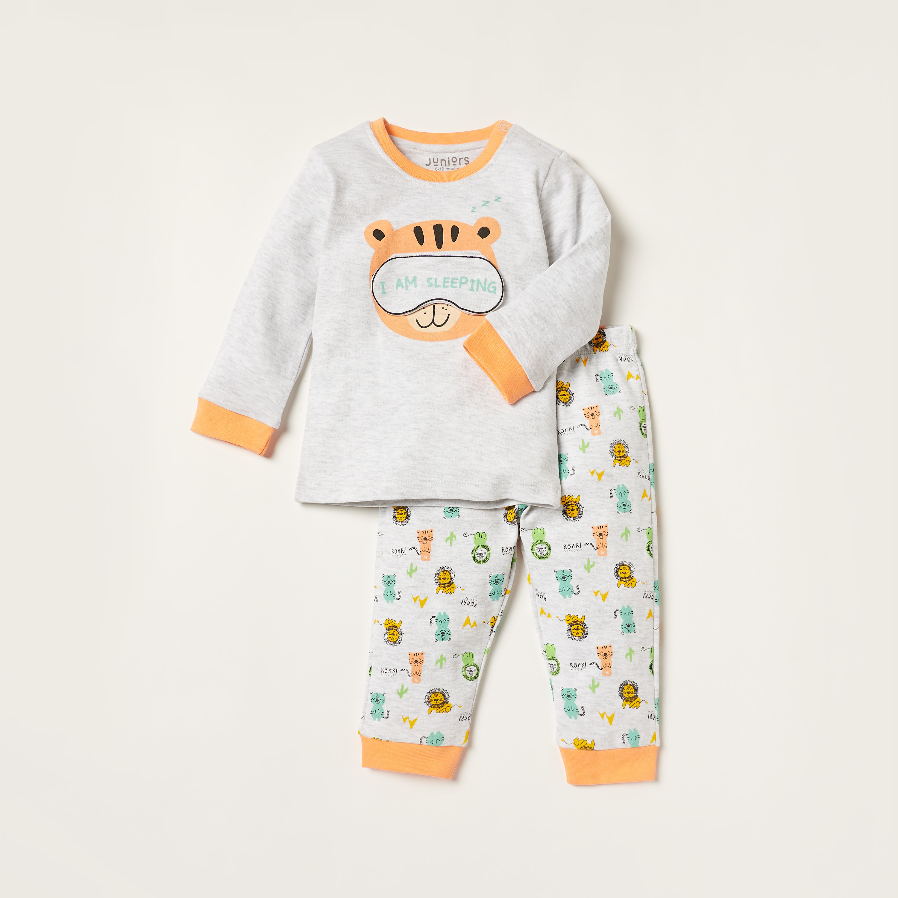 Juniors Printed Long Sleeves T-shirt and Pyjama Set-baby-boys-clothing-nightwear-pyjamasets-image-1