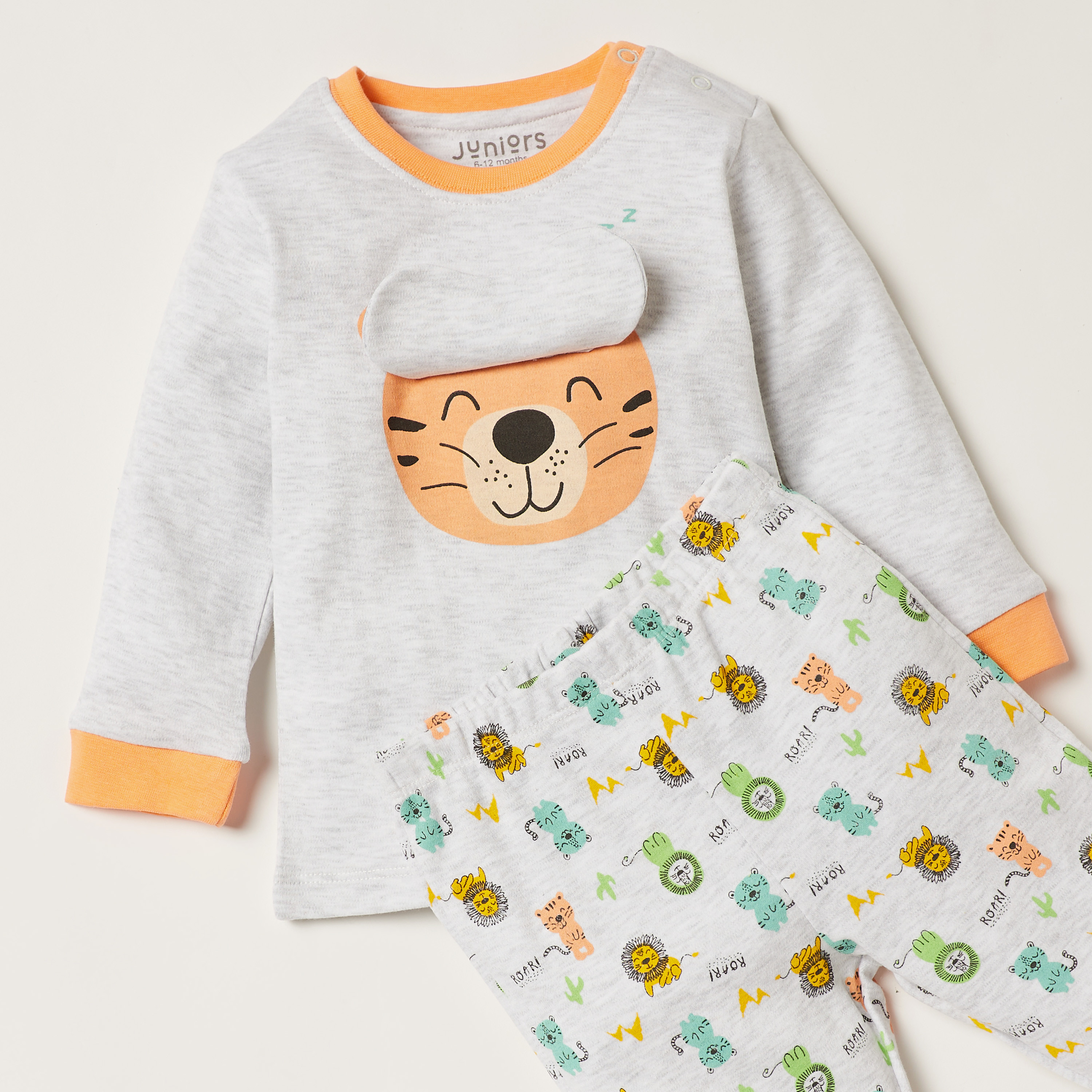 Juniors Printed Long Sleeves T-shirt and Pyjama Set-baby-boys-clothing-nightwear-pyjamasets-image-4