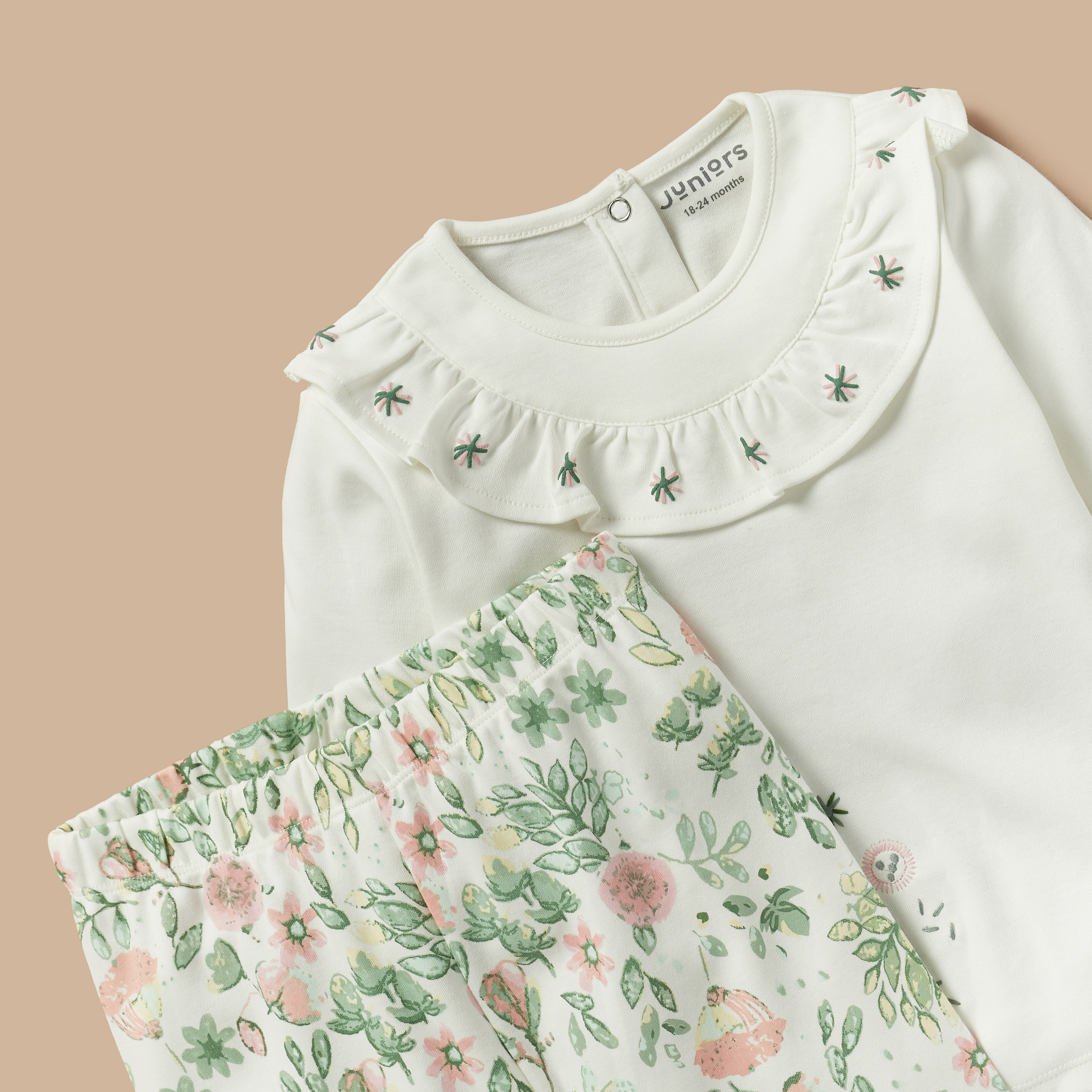 Juniors Floral Print Top and Pyjama Set-baby-girls-clothing-nightwear-pyjamasets-image-4