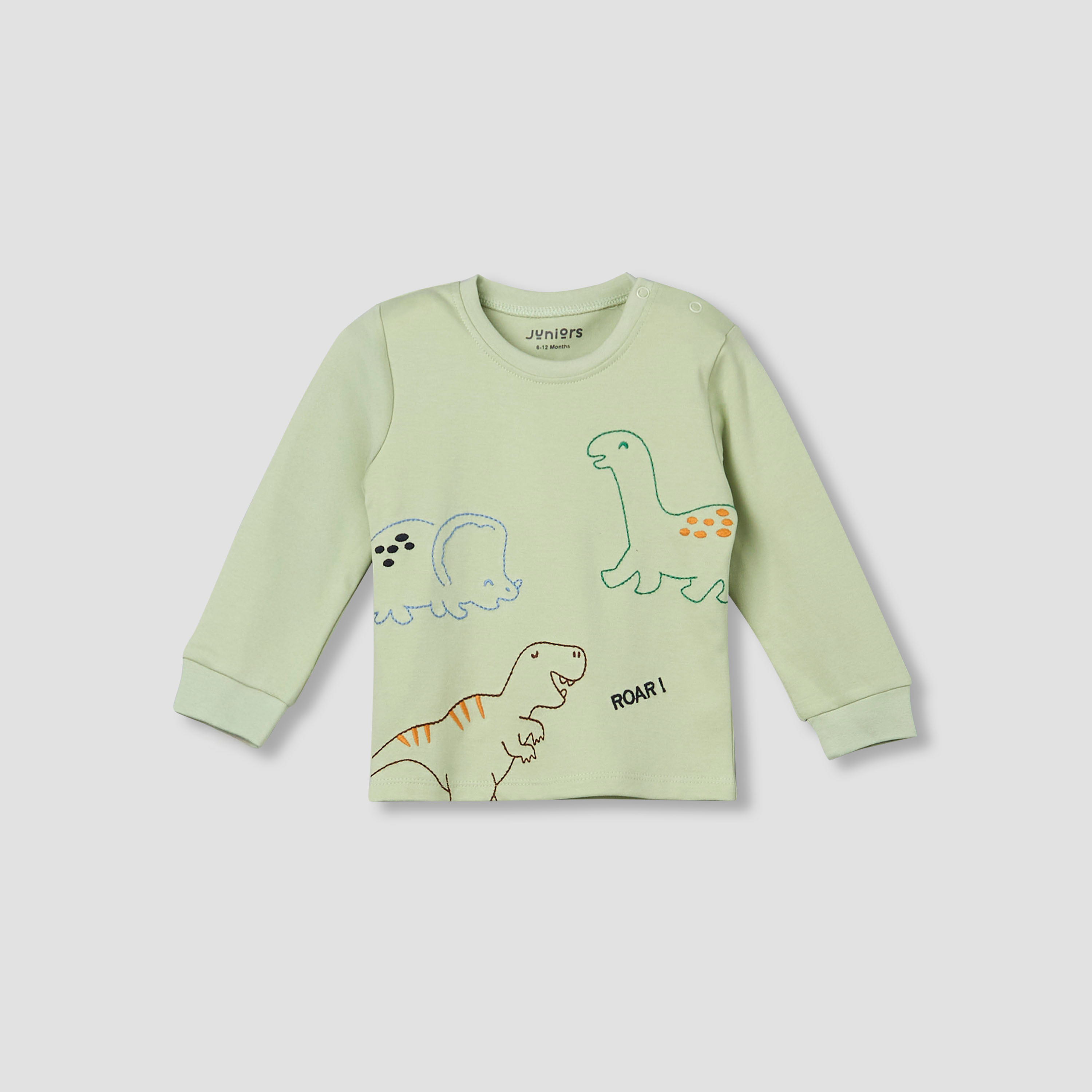 Juniors Cotton Crew Neck Long Sleeves Pyjama Set with Dinosaur Print-baby-boys-clothing-nightwear-pyjamasets-image-3