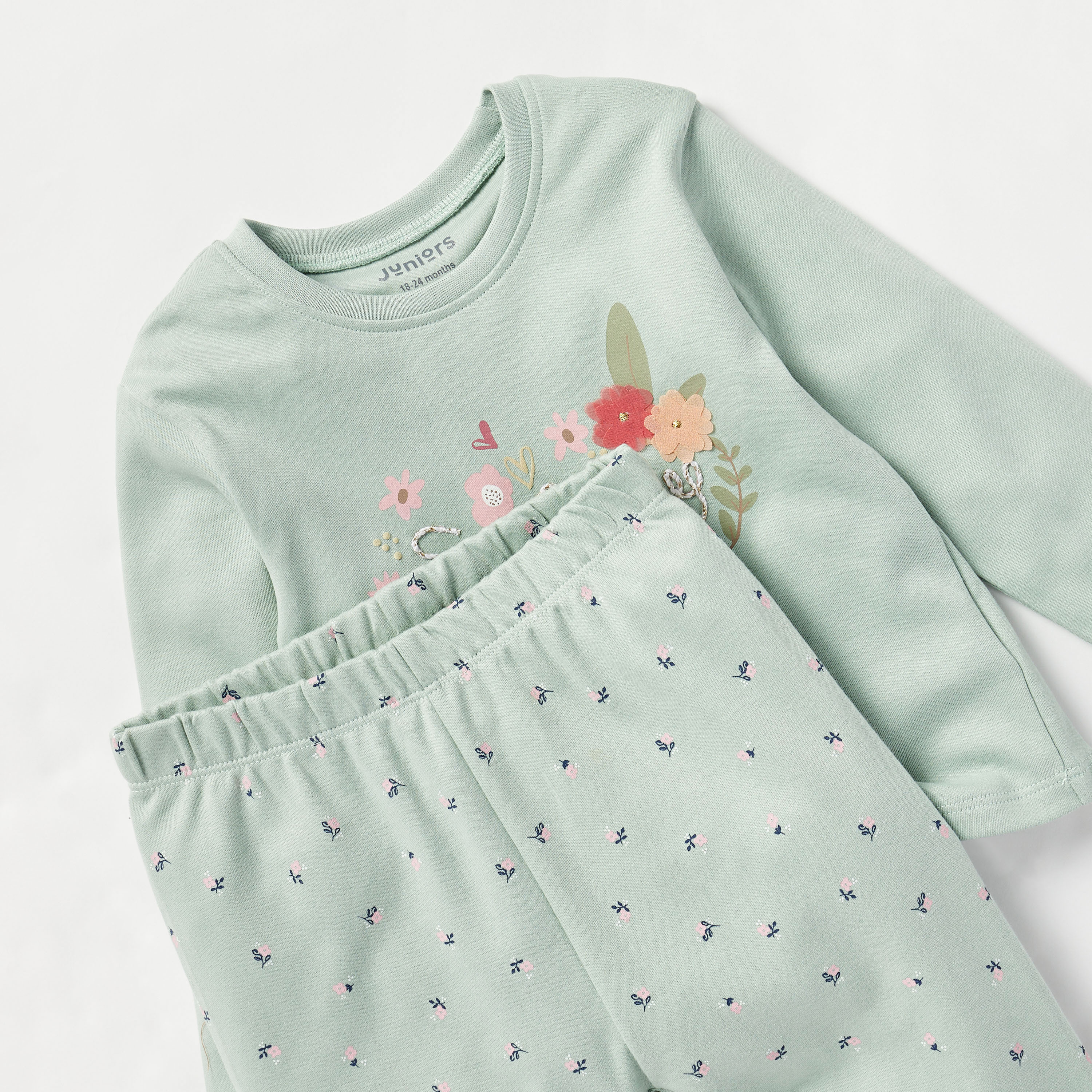 Juniors Floral Print T-shirt and Pyjama Set-promo_babyshop_Buy3for89_KWT130126-image-4