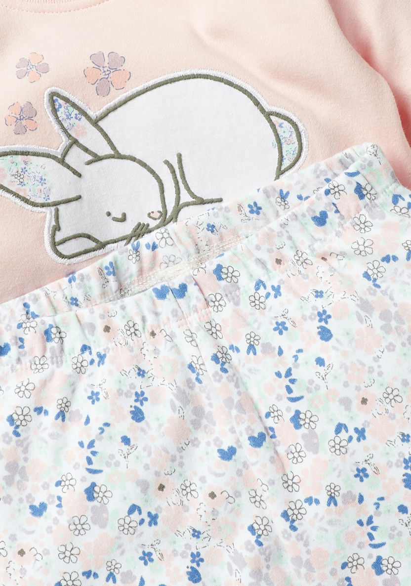 Juniors Bunny Applique T-shirt and Pyjama Set-Pyjama Sets-image-2