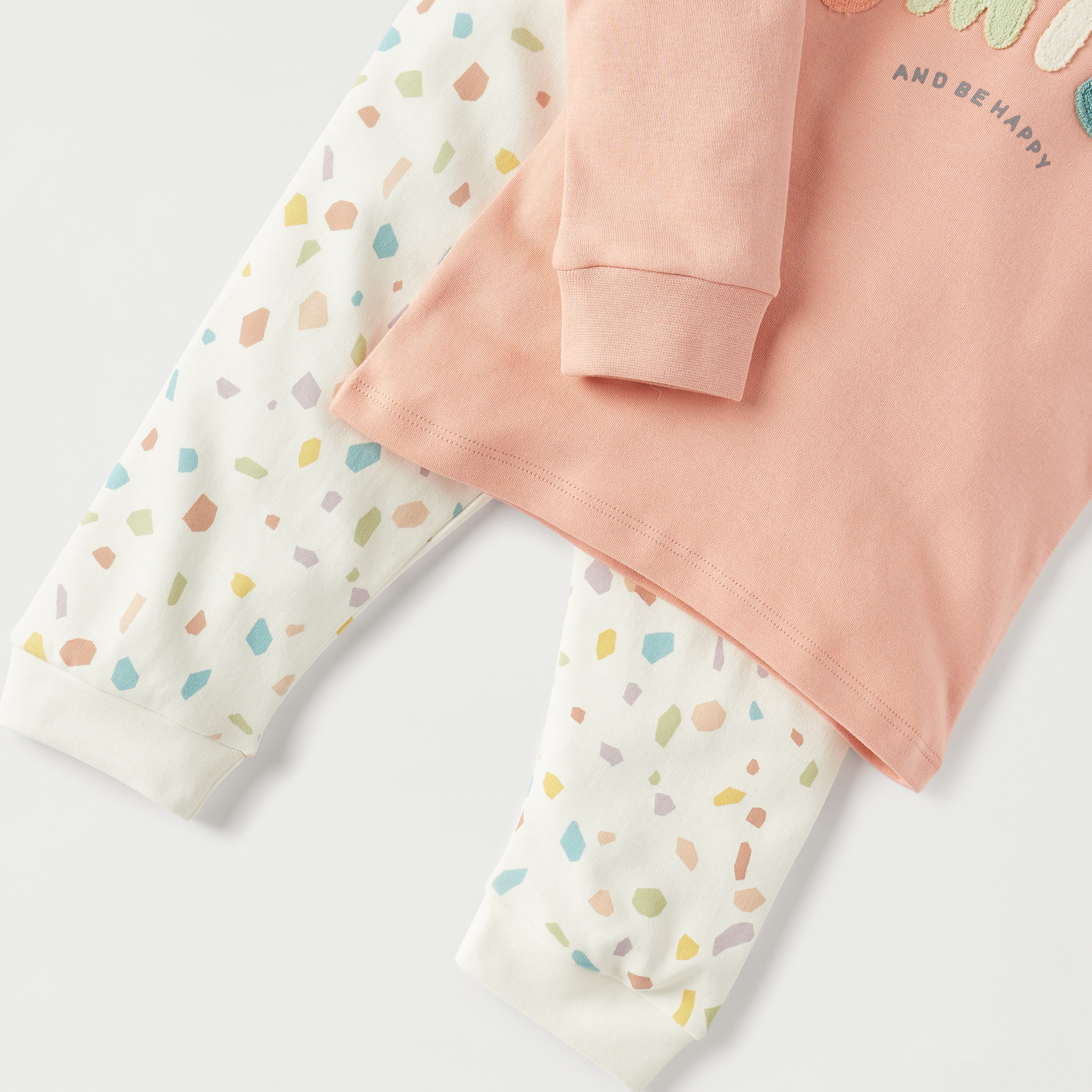 Juniors Smile Applique T-shirt and Printed Pyjama Set-baby-girls-clothing-nightwear-pyjamasets-image-5