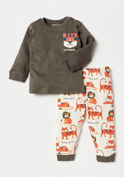 Juniors Patch Pocket Sweatshirt and Printed Pyjama Set