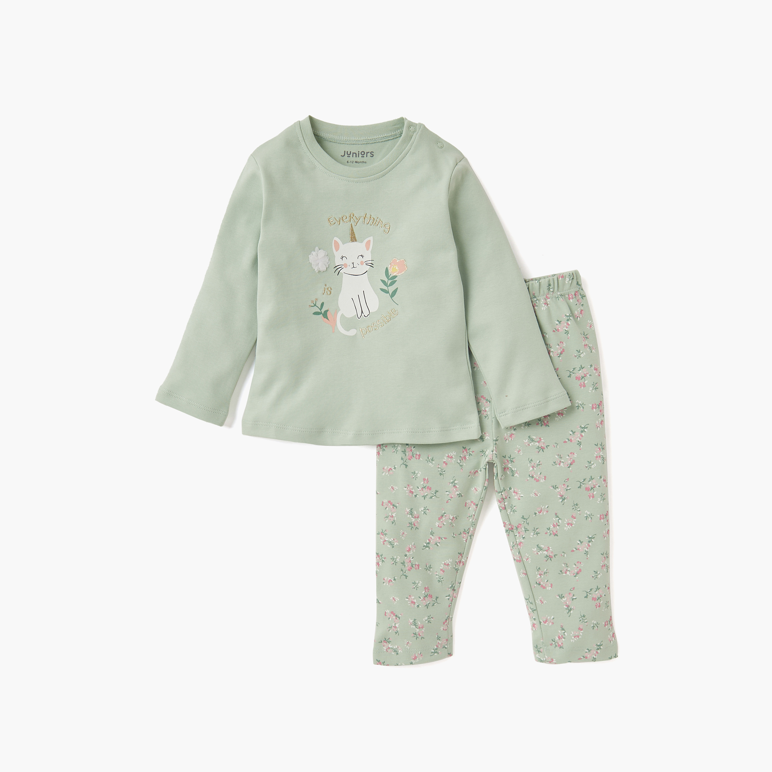Juniors Printed Long Sleeves T-shirt and Pyjama Set-baby-boys-clothing-nightwear-pyjamasets-image-1