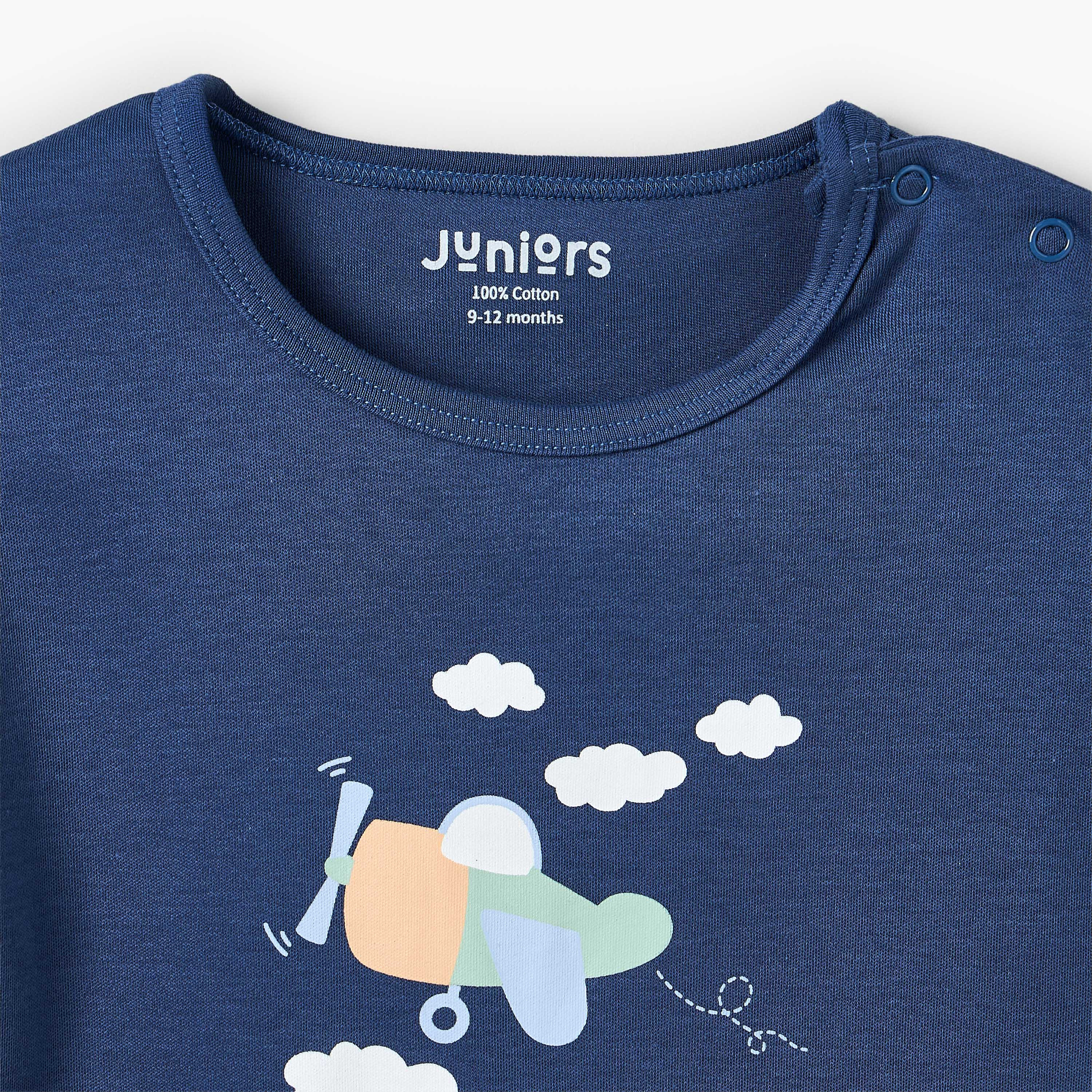 Juniors Cotton Round Neck Long Sleeves Pyjama Set with Stripes-baby-girls-clothing-nightwear-pyjamasets-image-6