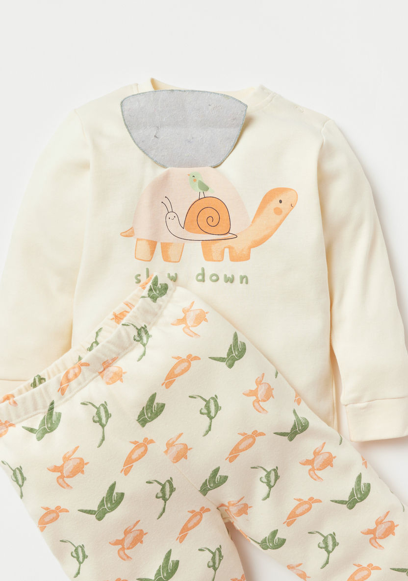 Juniors Turtle Print Long Sleeves T-shirt and Pyjama Set-Pyjama Sets-image-1
