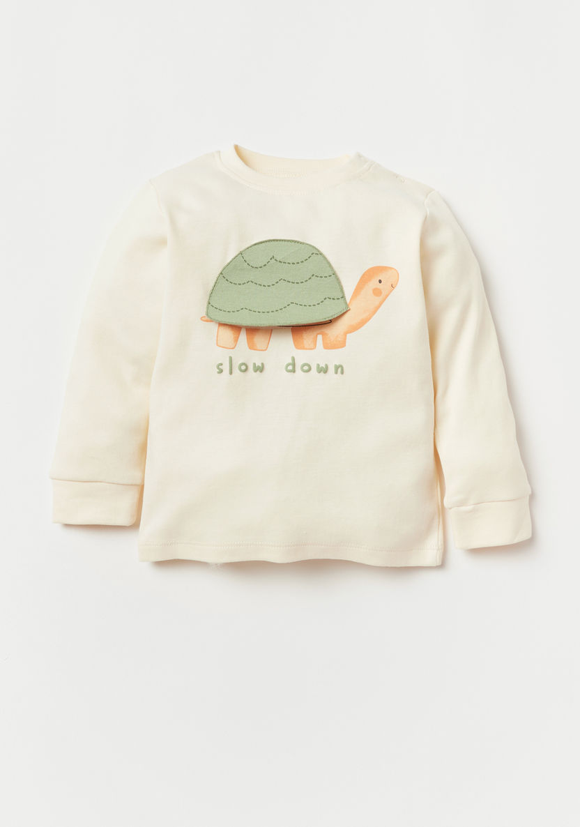 Juniors Turtle Print Long Sleeves T-shirt and Pyjama Set-Pyjama Sets-image-2