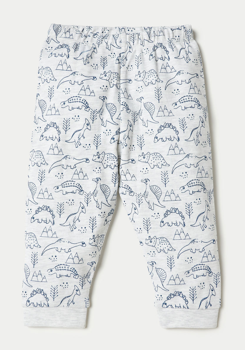 Juniors Dinosaur Print Long Sleeves T-shirt and Pyjama Set-Pyjama Sets-image-2