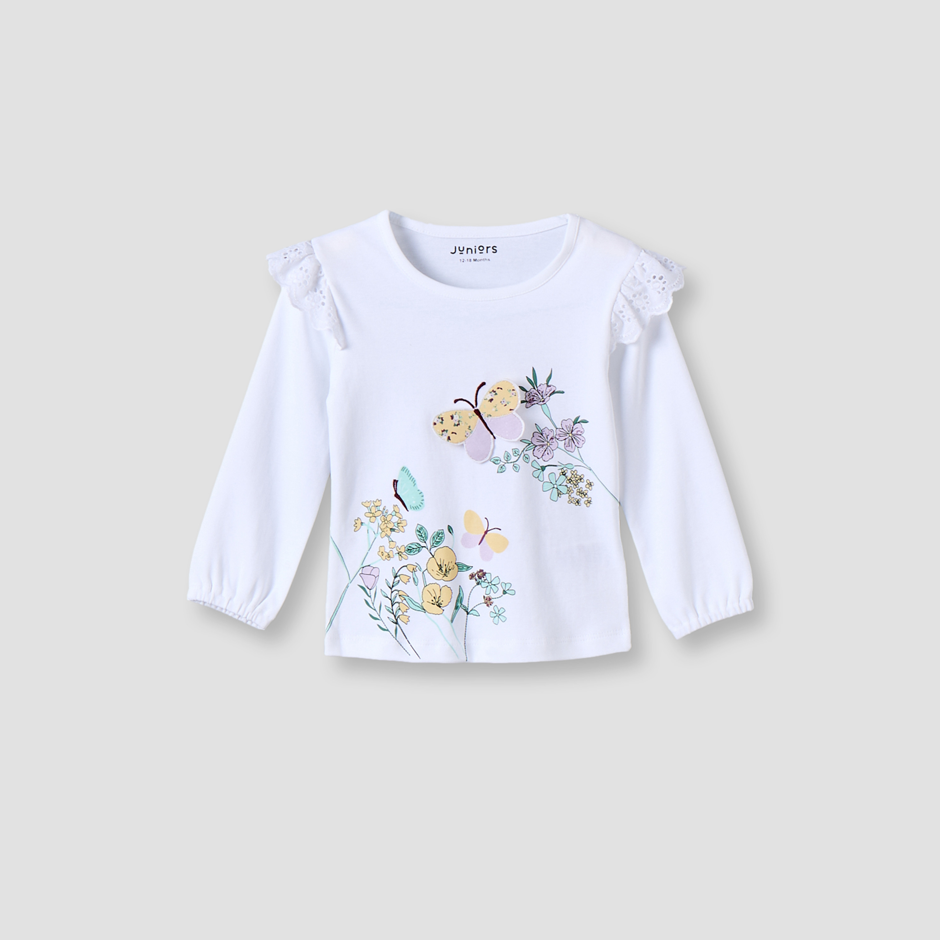 طقم بيجاما قطن بطبعات أزهار وياقة ضيقة وأكمام طويلة من جونيورز-baby-girls-clothing-nightwear-pyjamasets-image-2