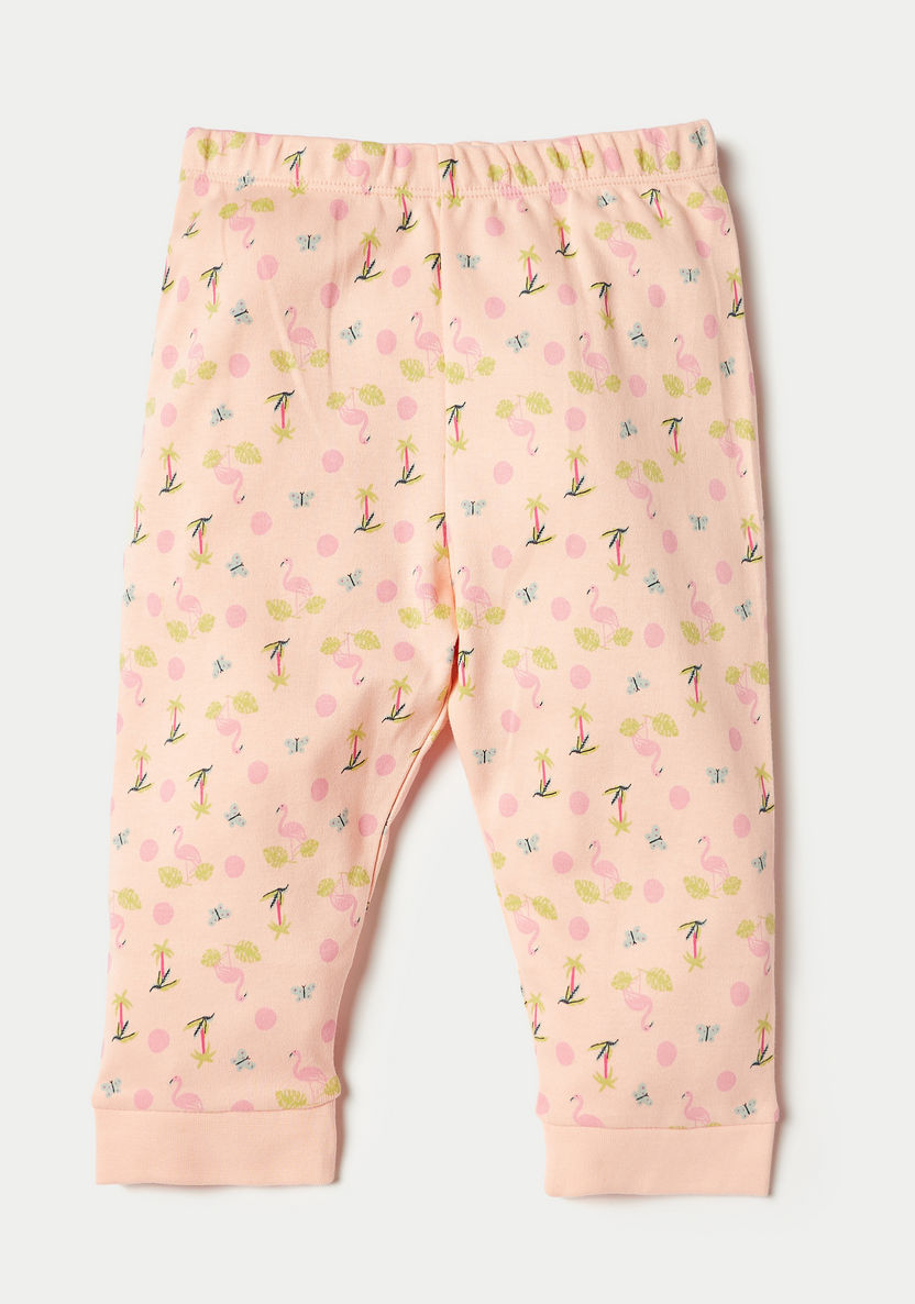 Juniors Flamingo Print Long Sleeve Sweatshirt and Pyjama Set-Pyjama Sets-image-2