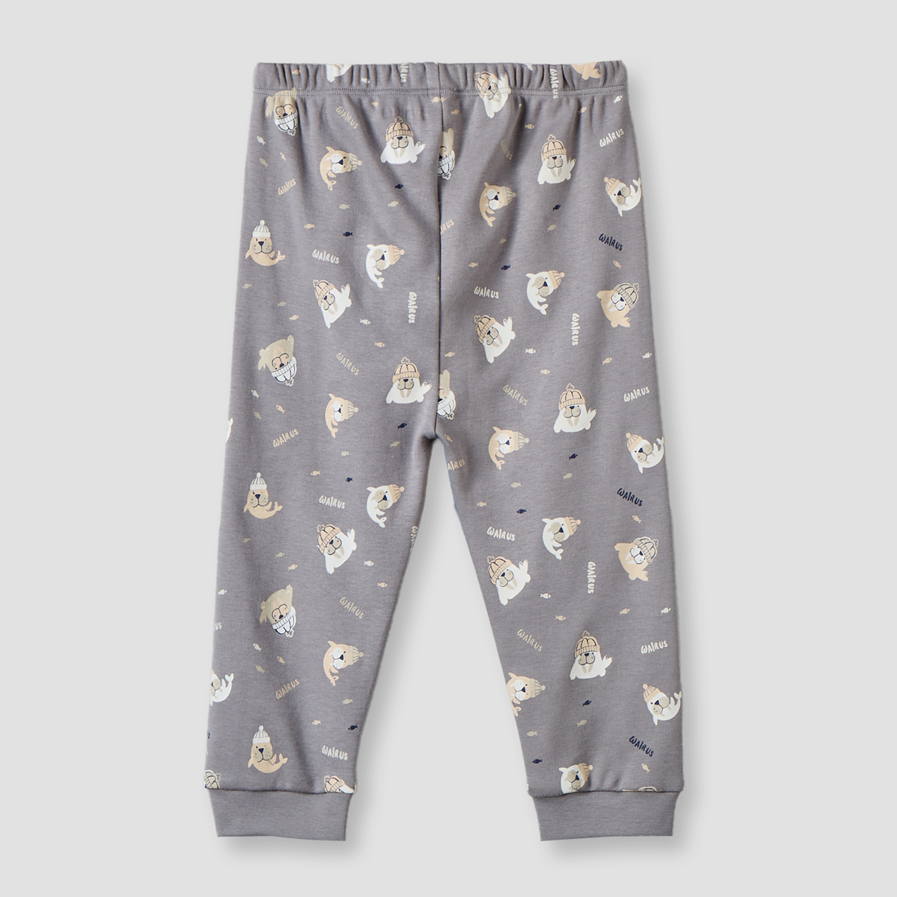 طقم بيجاما قطن بياقة دائرية وأكمام طويلة بطبعة حيوان الفظ من جونيورز-baby-boys-clothing-nightwear-pyjamasets-image-6