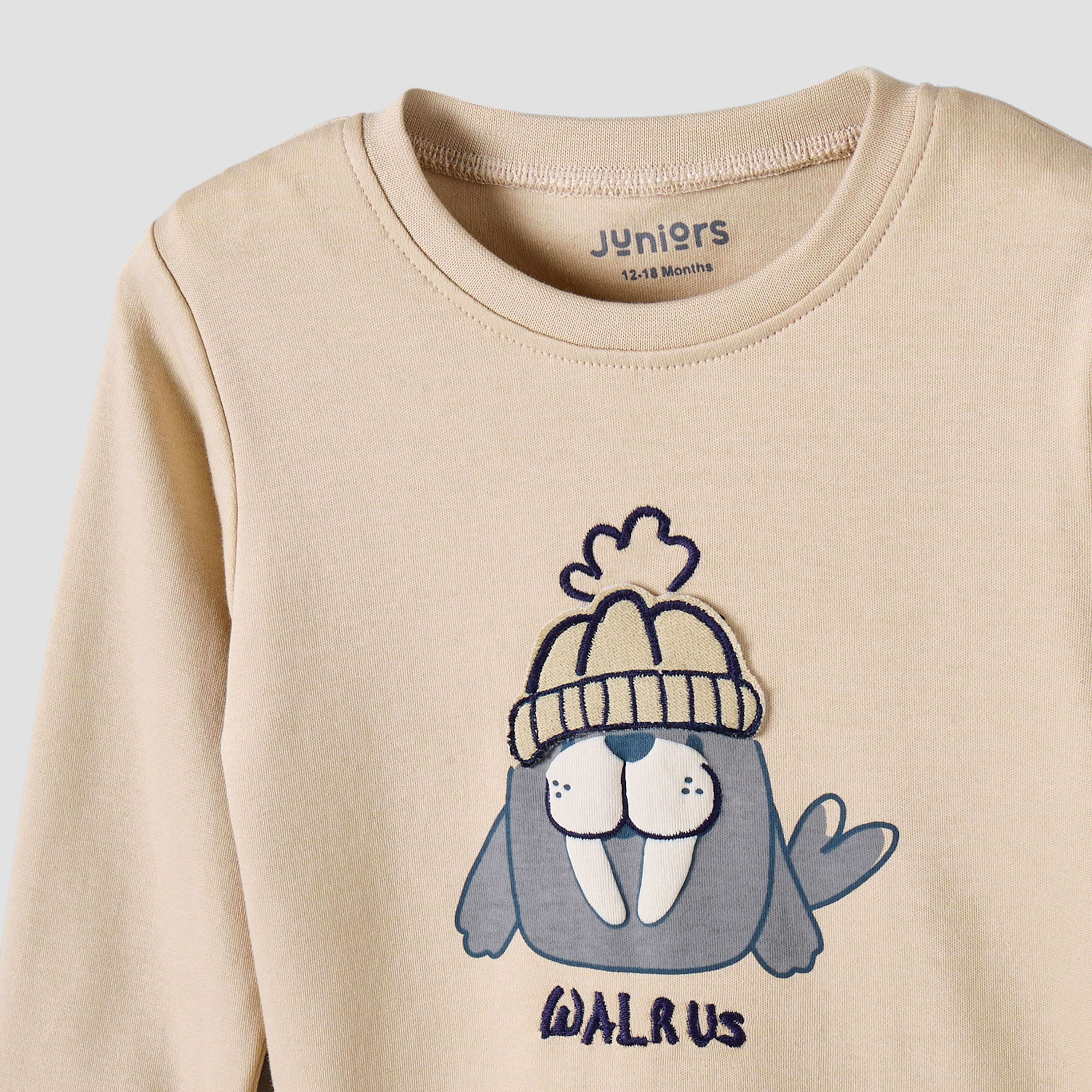 طقم بيجاما قطن بياقة دائرية وأكمام طويلة بطبعة حيوان الفظ من جونيورز-baby-boys-clothing-nightwear-pyjamasets-image-7
