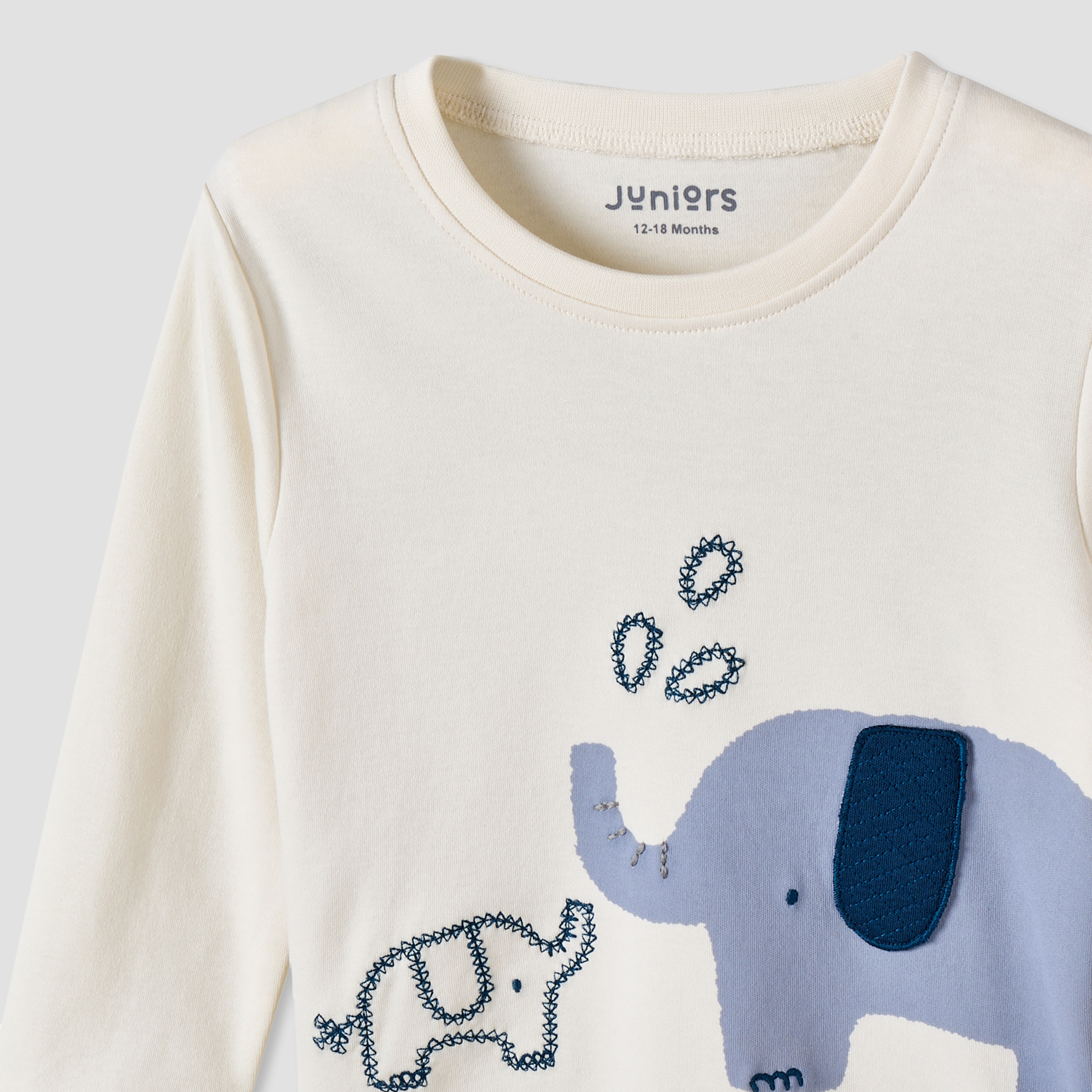 طقم بيجاما قطن بأكمام طويلة وياقة مستديرة وطبعات فيل من جونيورز-baby-boys-clothing-nightwear-pyjamasets-image-7