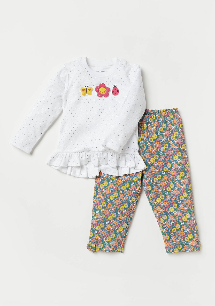 Juniors Printed Long Sleeves Top and Pyjama Set-Pyjama Sets-image-0