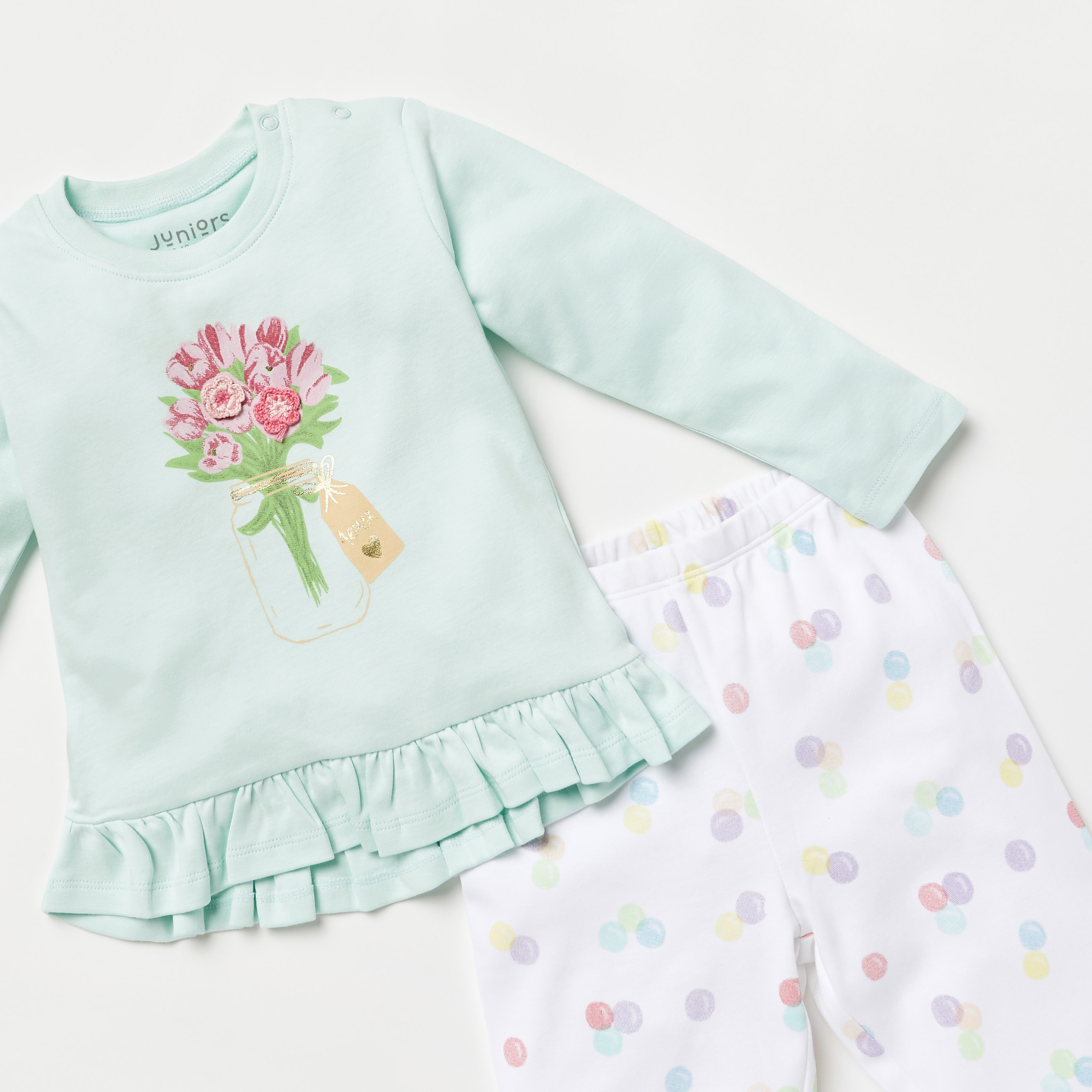 Juniors Printed Long Sleeves Top and Pyjama Set-baby-girls-clothing-nightwear-pyjamasets-image-4