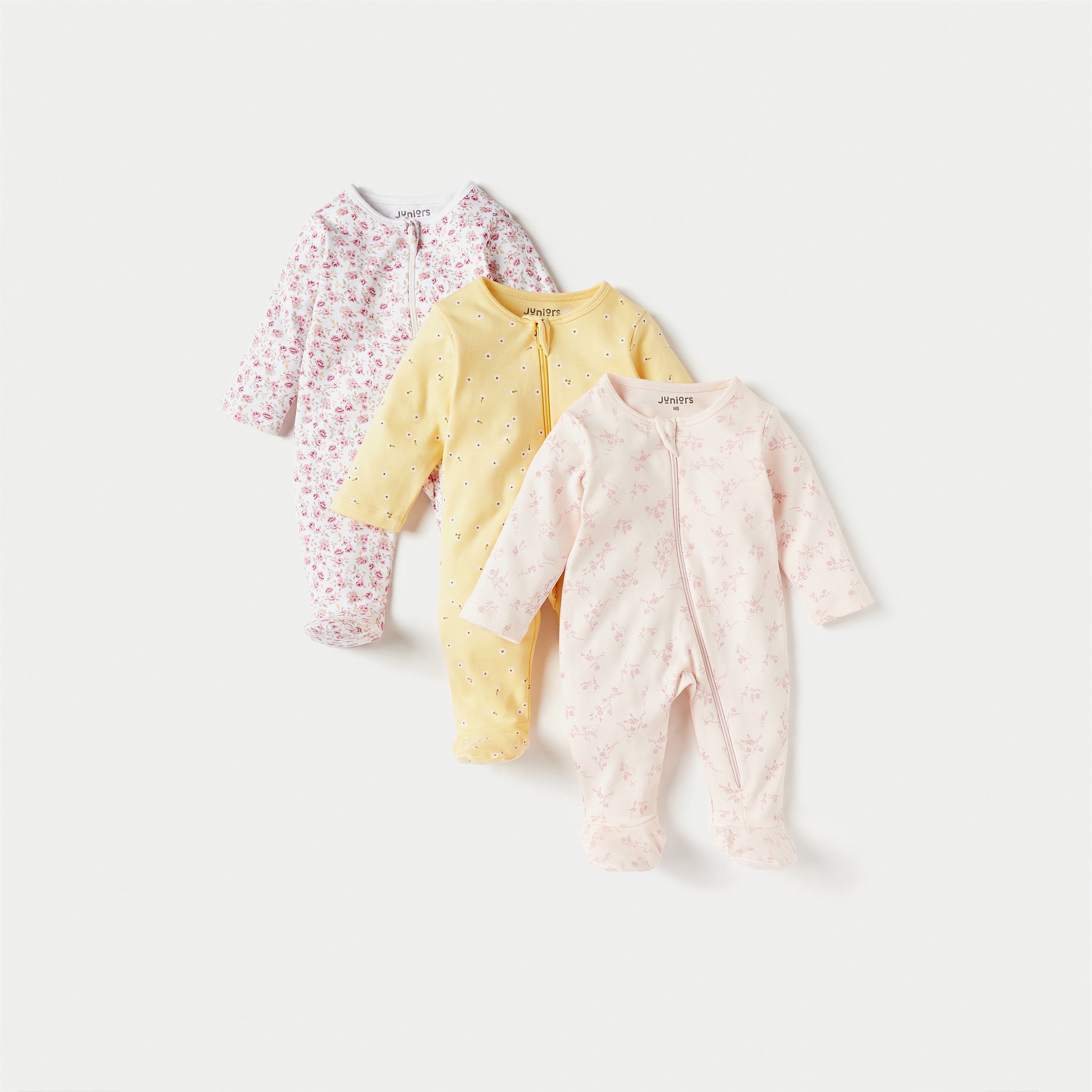بدلة نوم بسحاب إغلاق وطبعات من جونيورز - طقم من 3 قطع-baby-girls-clothing-nightwear-sleepsuits-image-1