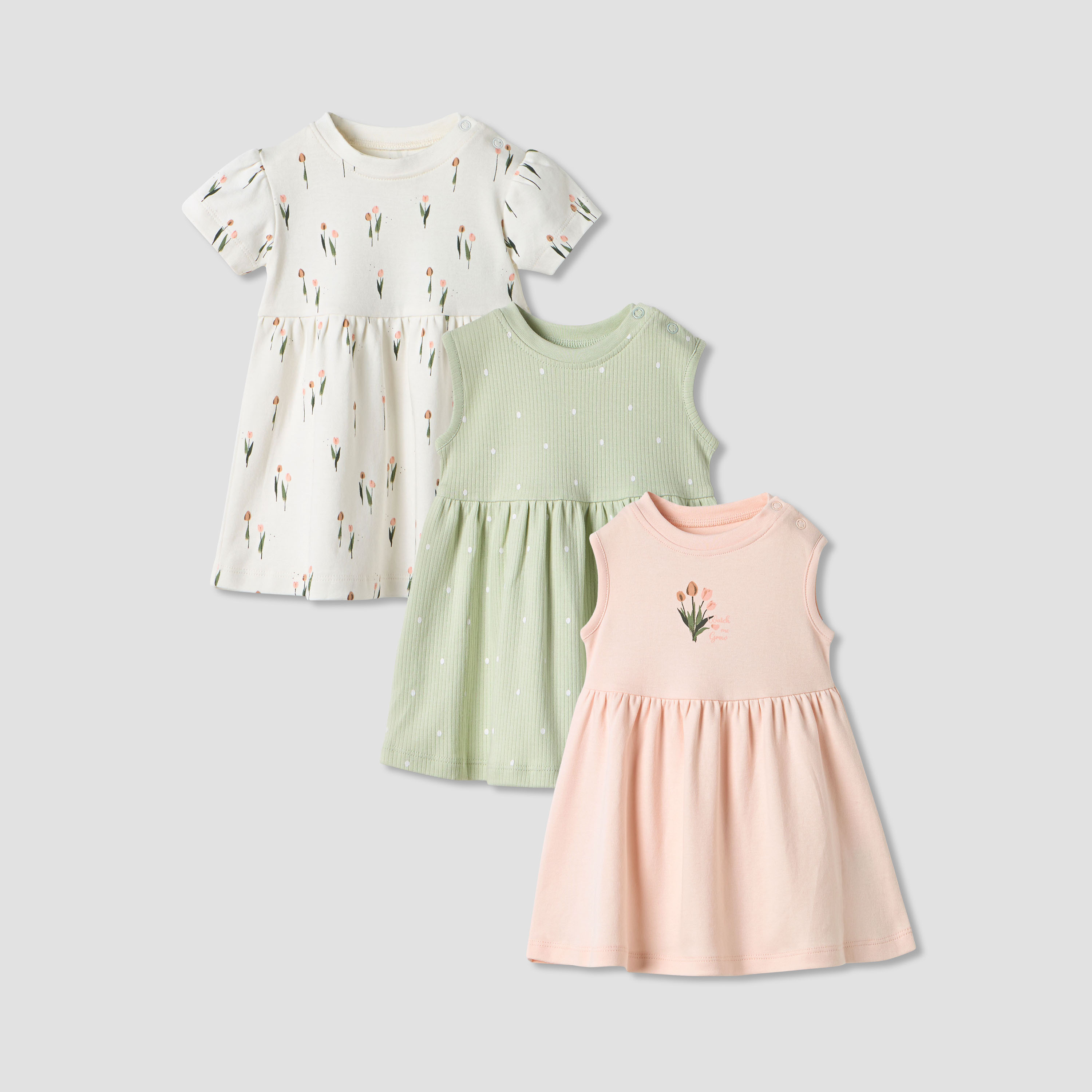 فستان إيه لاين بدون أكمام وطبعات من جونيورز - طقم من 3 قطع-baby-girls-clothing-dressesandjumpsuits-image-1