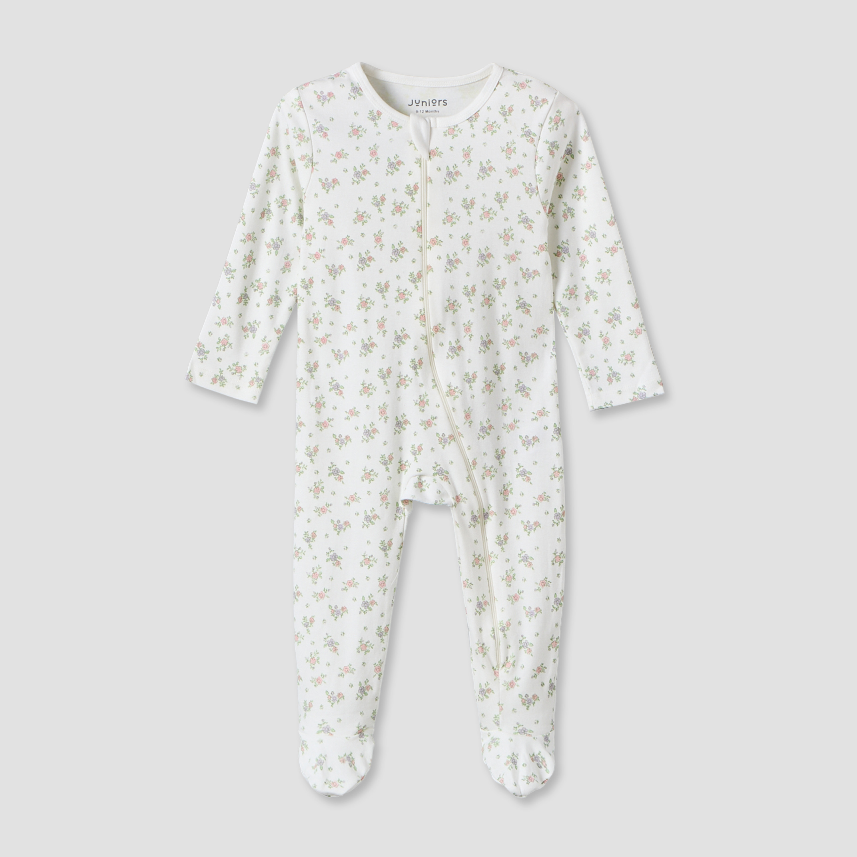 Pack of 3 Juniors Cotton Crew Neck Long Sleeves Sleepsuit with Zip Closure-baby-girls-clothing-nightwear-sleepsuits-image-3