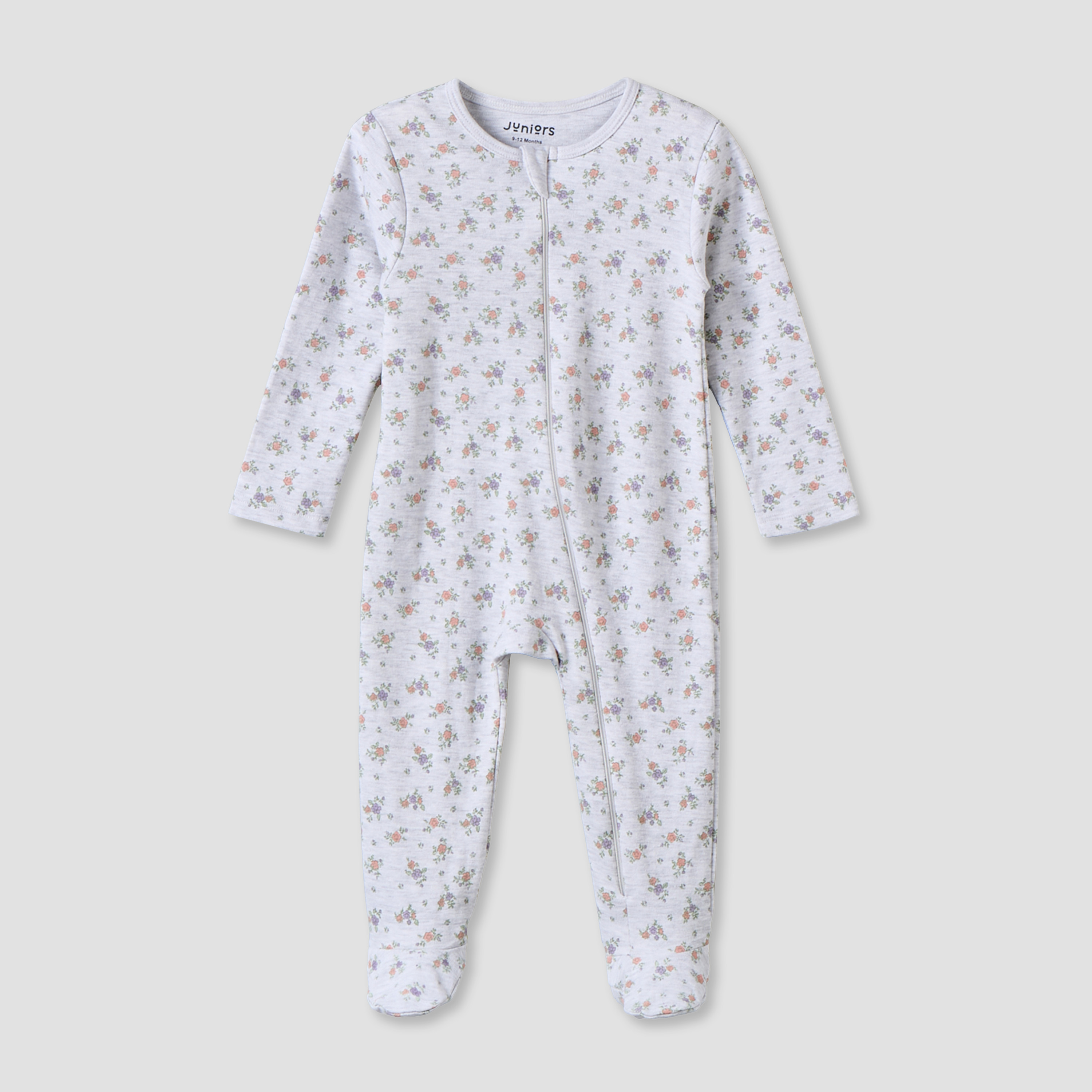 Pack of 3 Juniors Cotton Crew Neck Long Sleeves Sleepsuit with Zip Closure-baby-girls-clothing-nightwear-sleepsuits-image-4