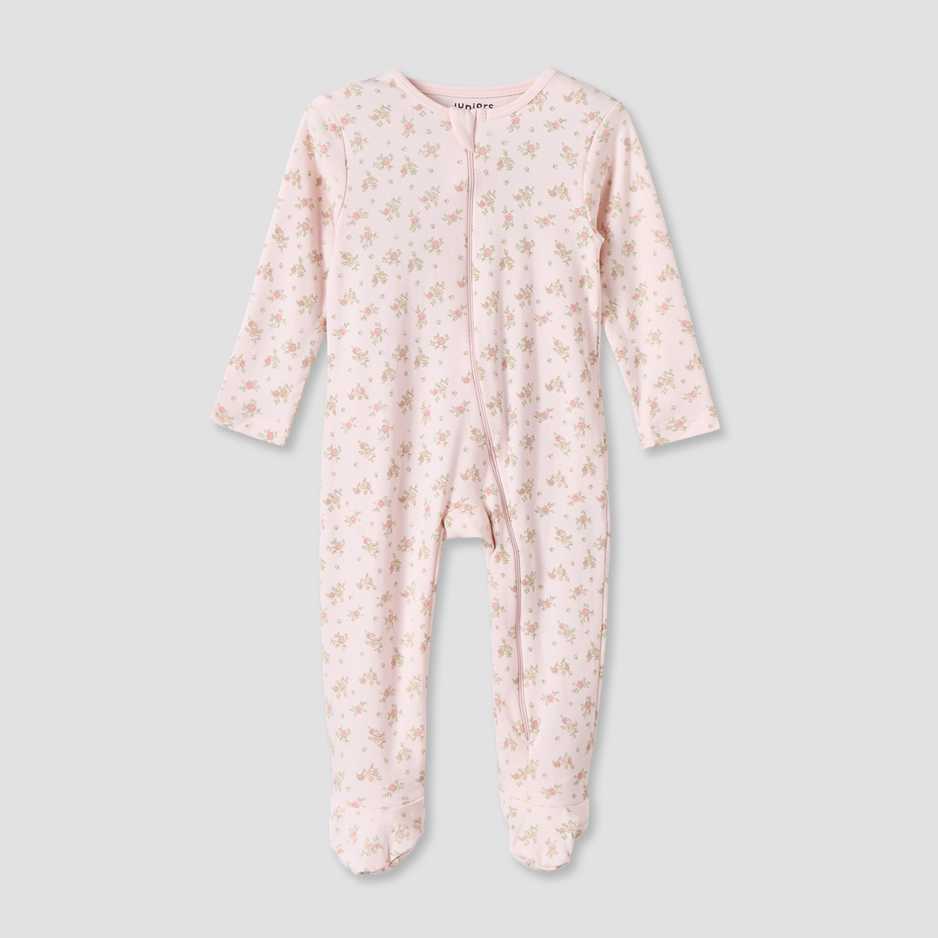 Pack of 3 Juniors Cotton Crew Neck Long Sleeves Sleepsuit with Zip Closure-baby-girls-clothing-nightwear-sleepsuits-image-5