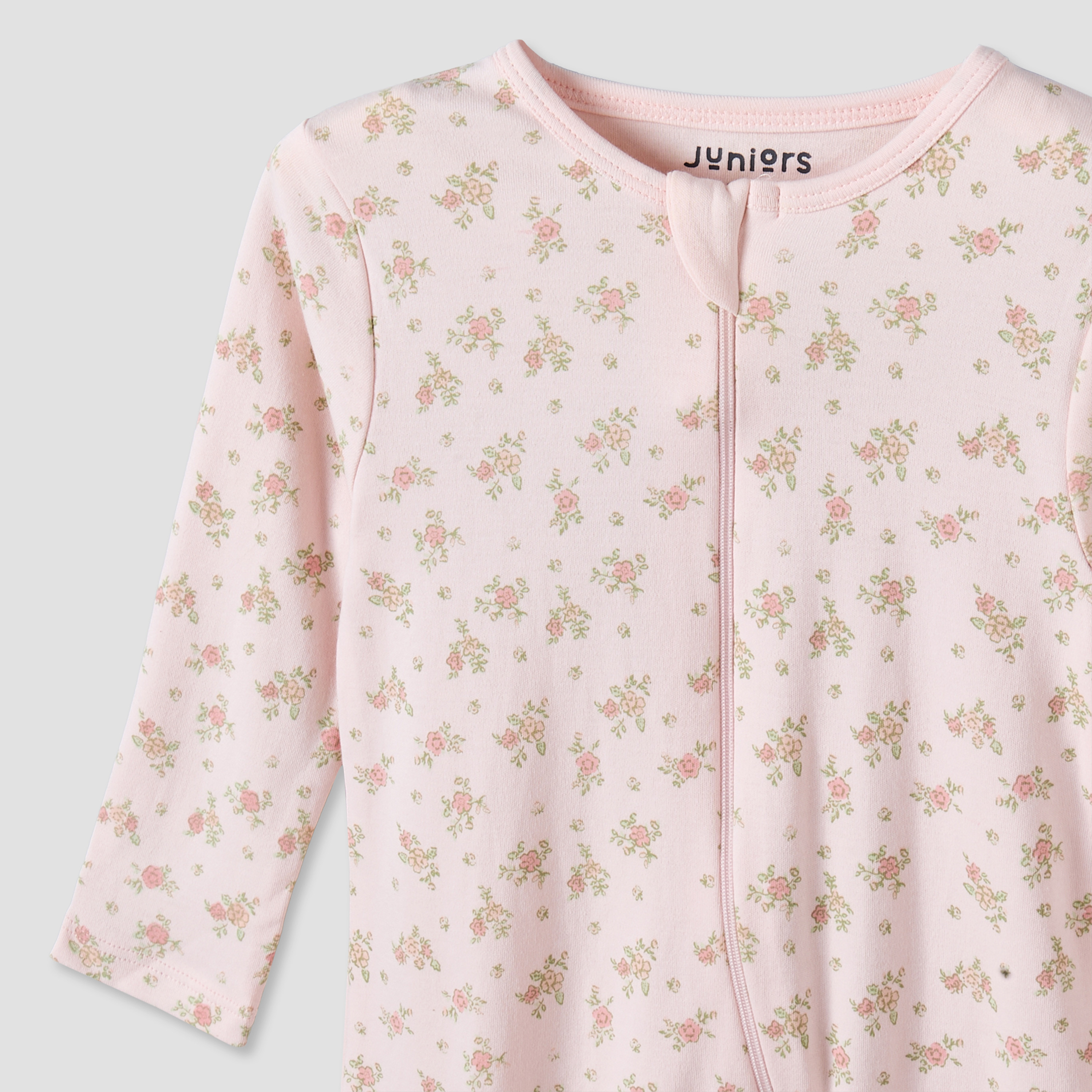Pack of 3 Juniors Cotton Crew Neck Long Sleeves Sleepsuit with Zip Closure-baby-girls-clothing-nightwear-sleepsuits-image-7