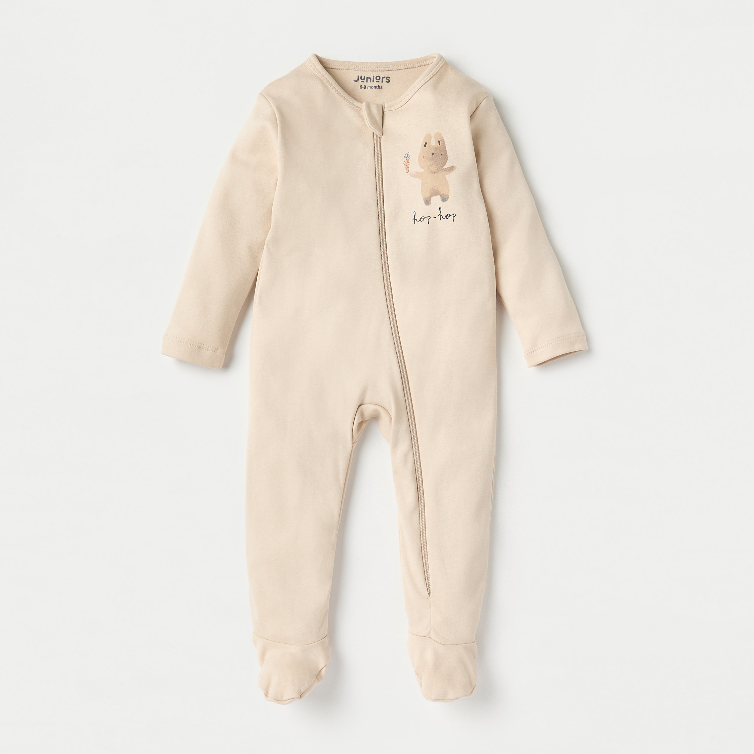 Juniors Bunny Print Sleepsuit with Long Sleeves and Zip Closure - Set of 3-baby-boys-clothing-nightwear-sleepsuits-image-3