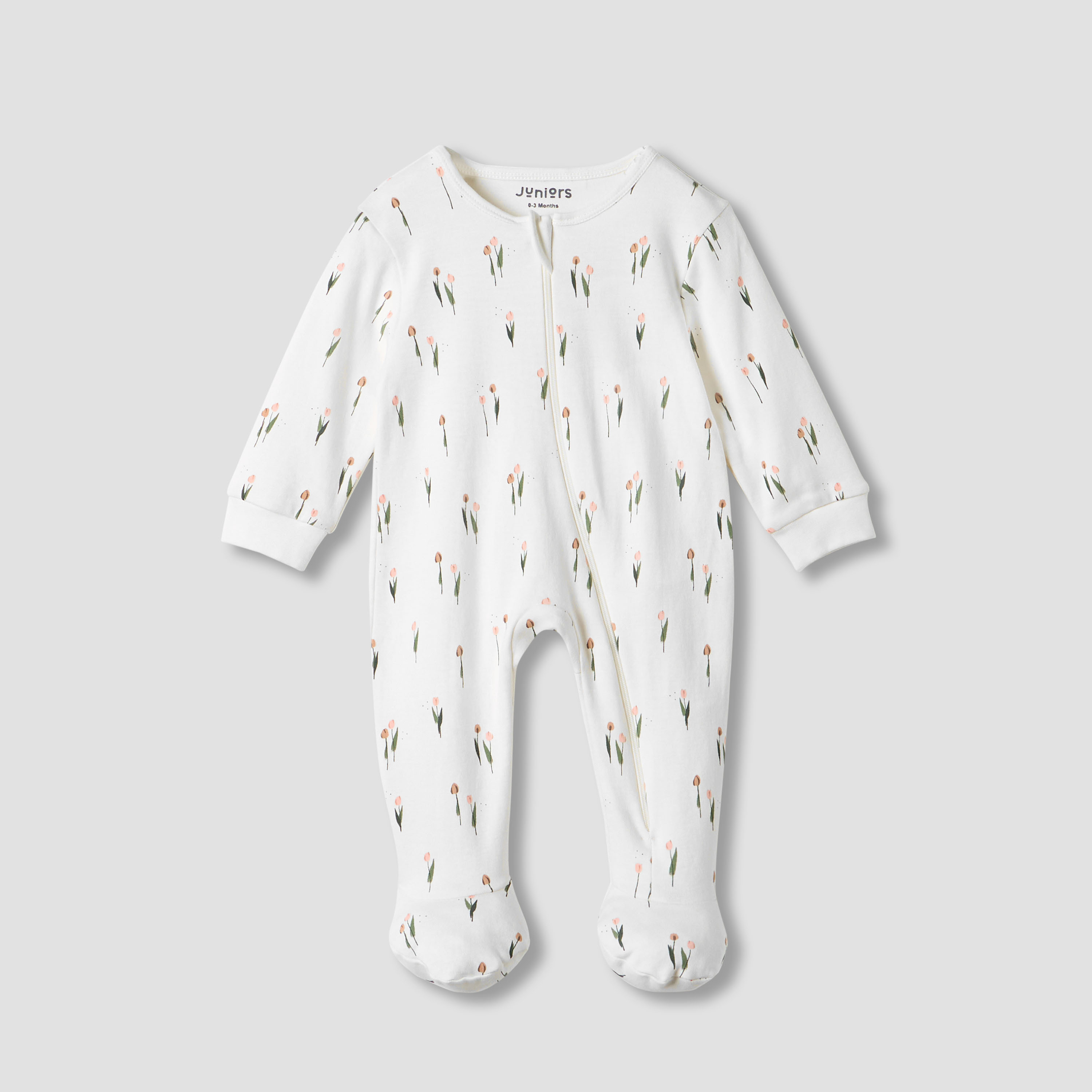 Juniors Printed Closed Feet Sleepsuit with Long Sleeves - Set of 3-baby-girls-clothing-nightwear-sleepsuits-image-3