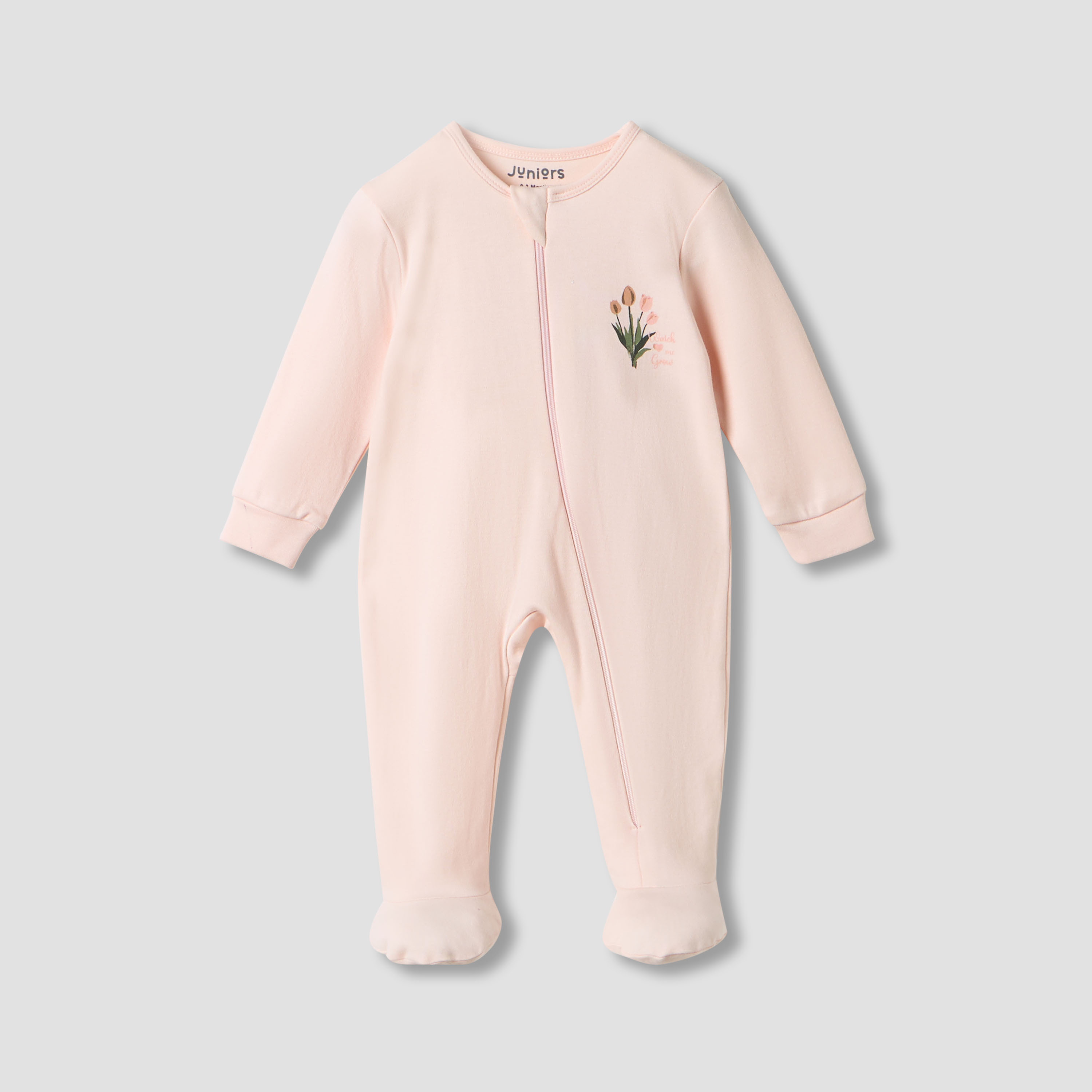 Juniors Printed Closed Feet Sleepsuit with Long Sleeves - Set of 3-baby-girls-clothing-nightwear-sleepsuits-image-4