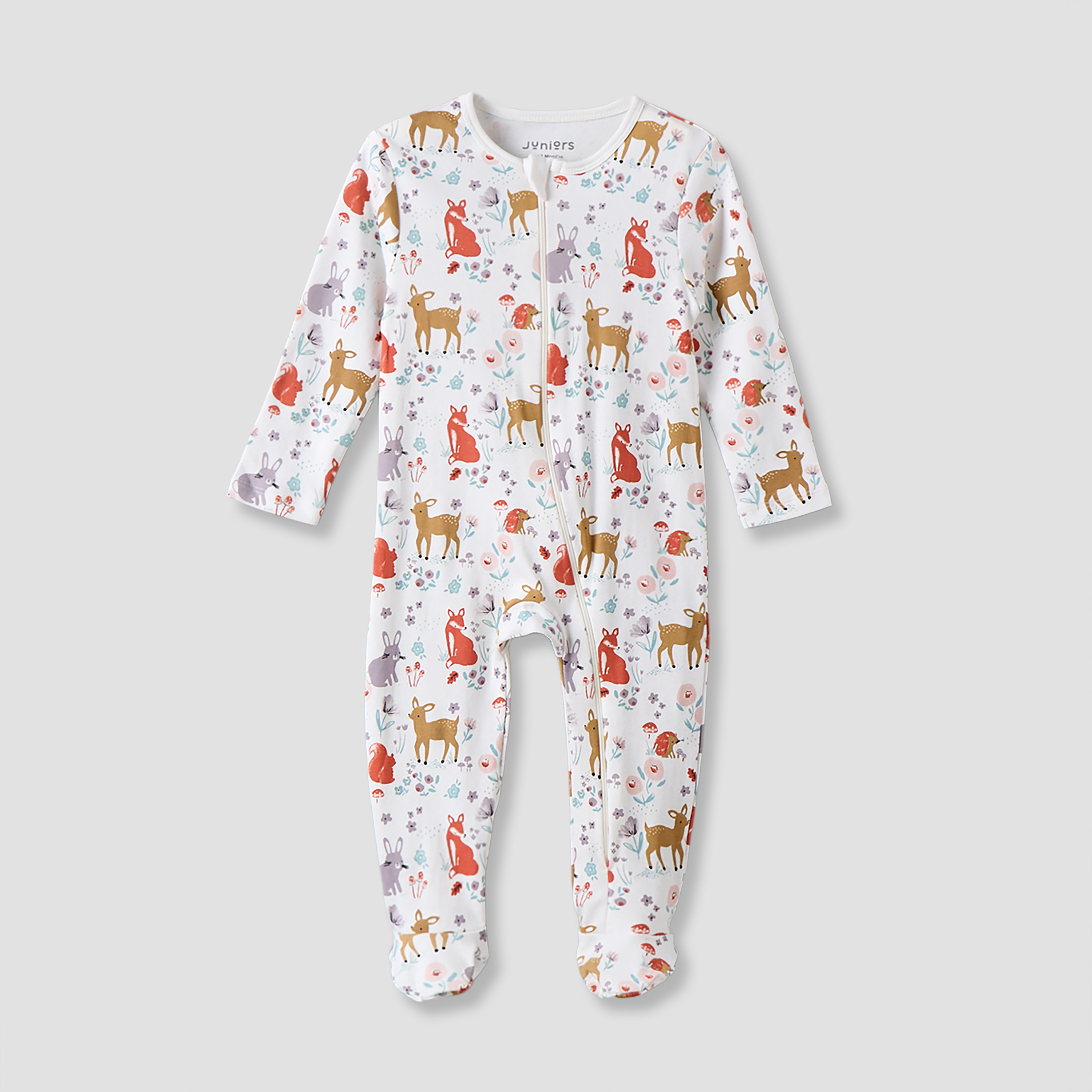 Pack of 3 Juniors Cotton Crew Neck Long Sleeves Sleepsuit with Zip Closure-baby-boys-clothing-nightwear-sleepsuits-image-2