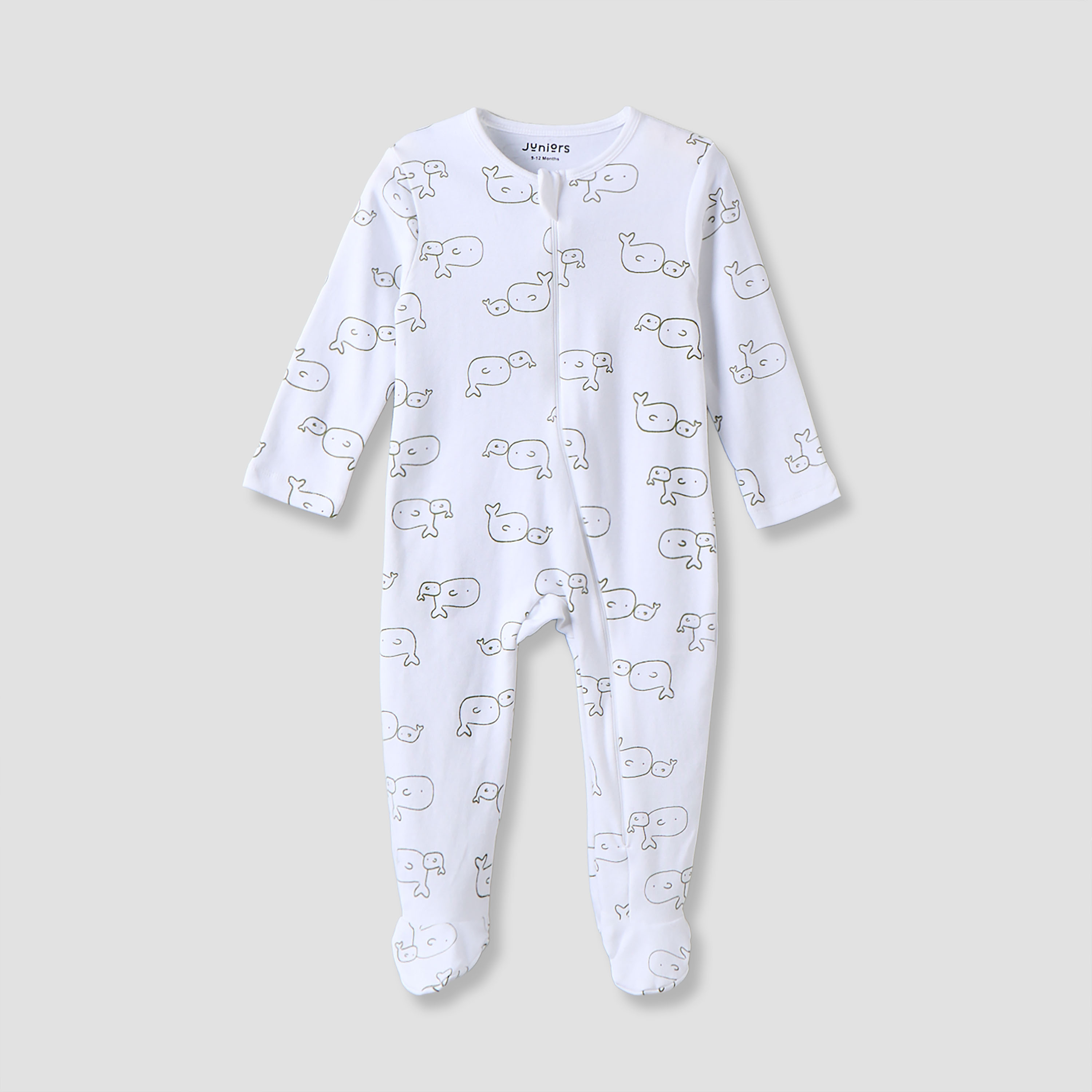 Pack of 3 Juniors Cotton Crew Neck Long Sleeves Sleepsuit with Zip Closure-baby-boys-clothing-nightwear-sleepsuits-image-3