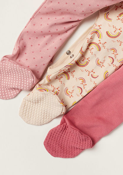Juniors Printed Closed Feet Sleepsuit with Long Sleeves - Set of 3