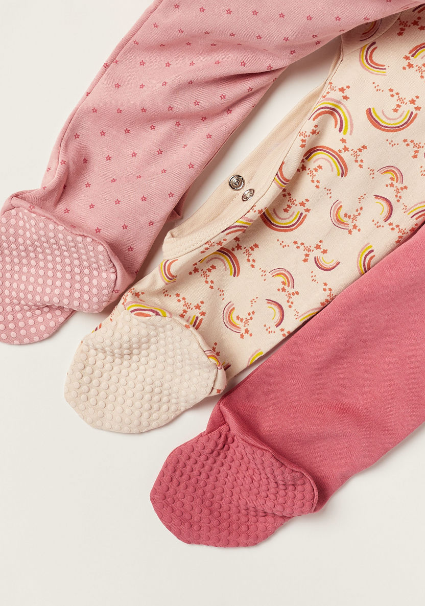 Juniors Printed Closed Feet Sleepsuit with Long Sleeves - Set of 3-Sleepsuits-image-5