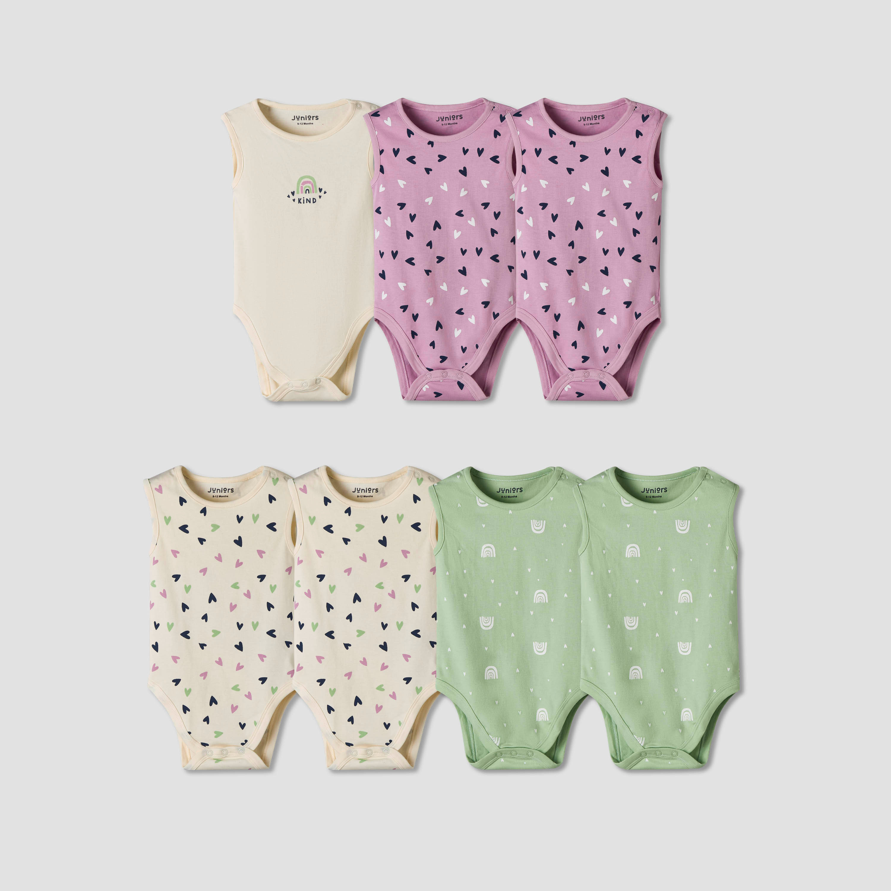 Pack of 7 Juniors Cotton Sleeveless Bodysuit with Fun Print-baby-boys-clothing-bodysuits-image-1