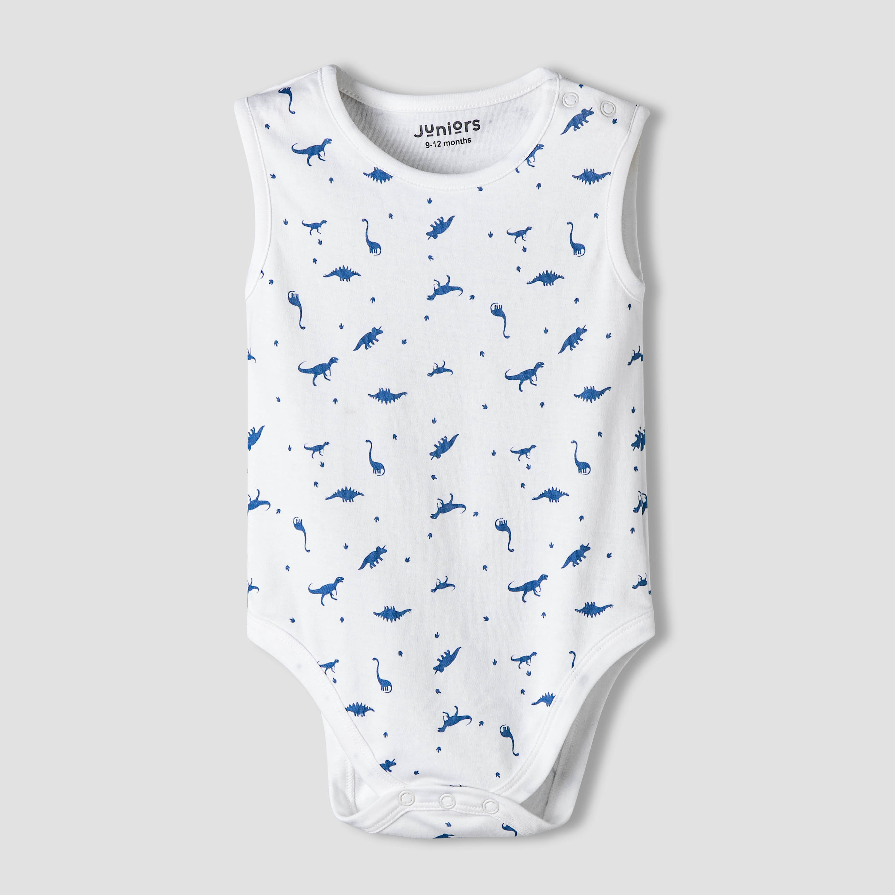 Pack of 7 Juniors Cotton Round Neck Sleeveless Bodysuit with Dinosaur Print-baby-boys-clothing-bodysuits-image-3