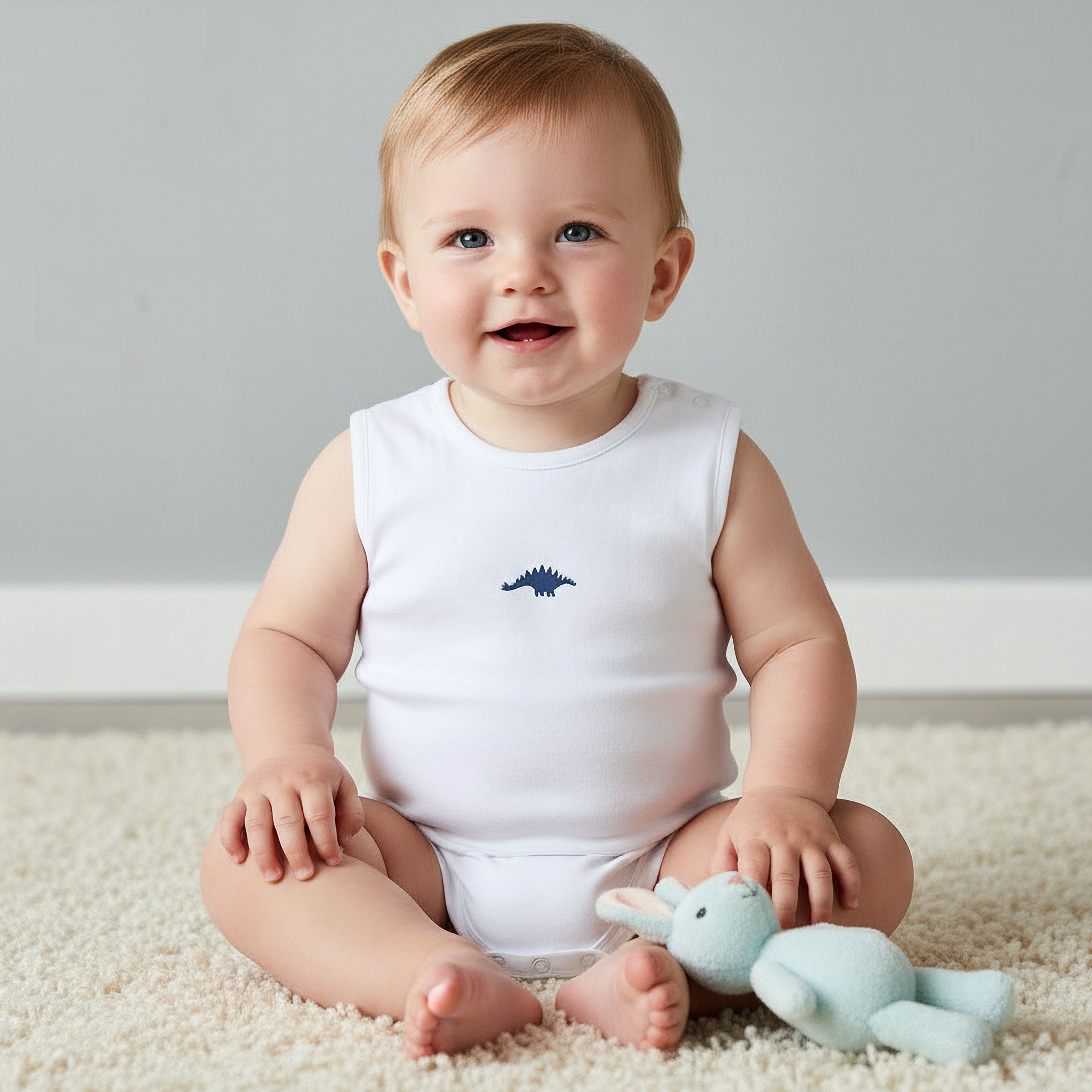 Pack of 7 Juniors Cotton Round Neck Sleeveless Bodysuit with Dinosaur Print-baby-boys-clothing-bodysuits-image-2