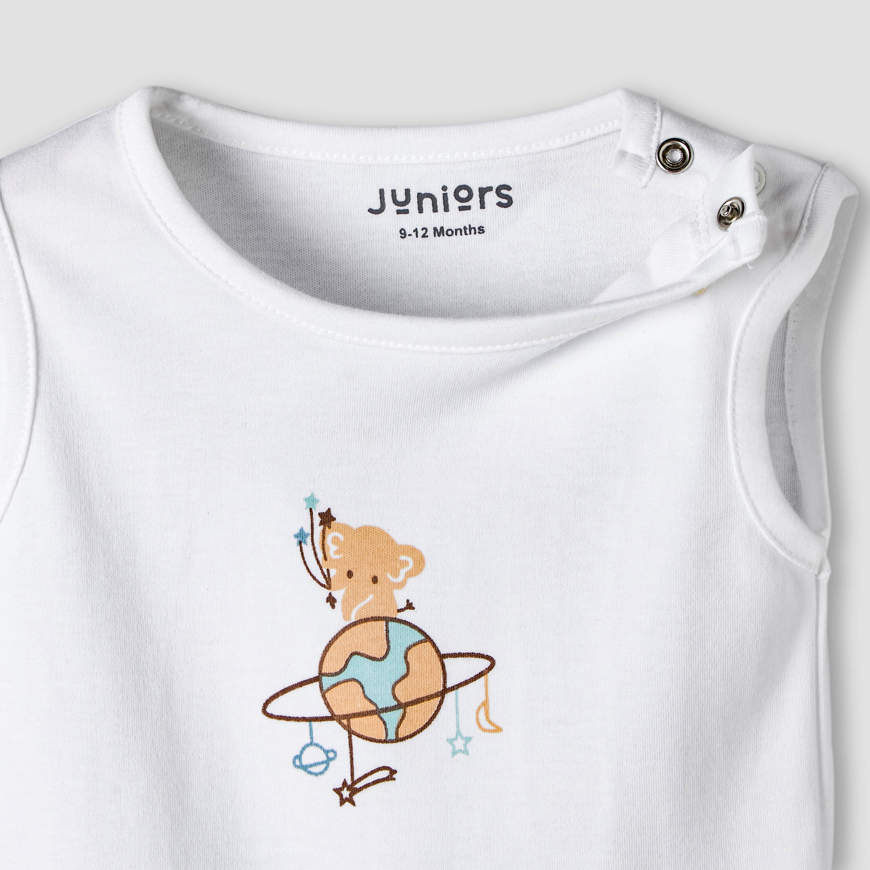 Pack of 7 Juniors Round Neck Cotton Sleeveless Bodysuit with Assorted Print-baby-boys-clothing-bodysuits-image-8