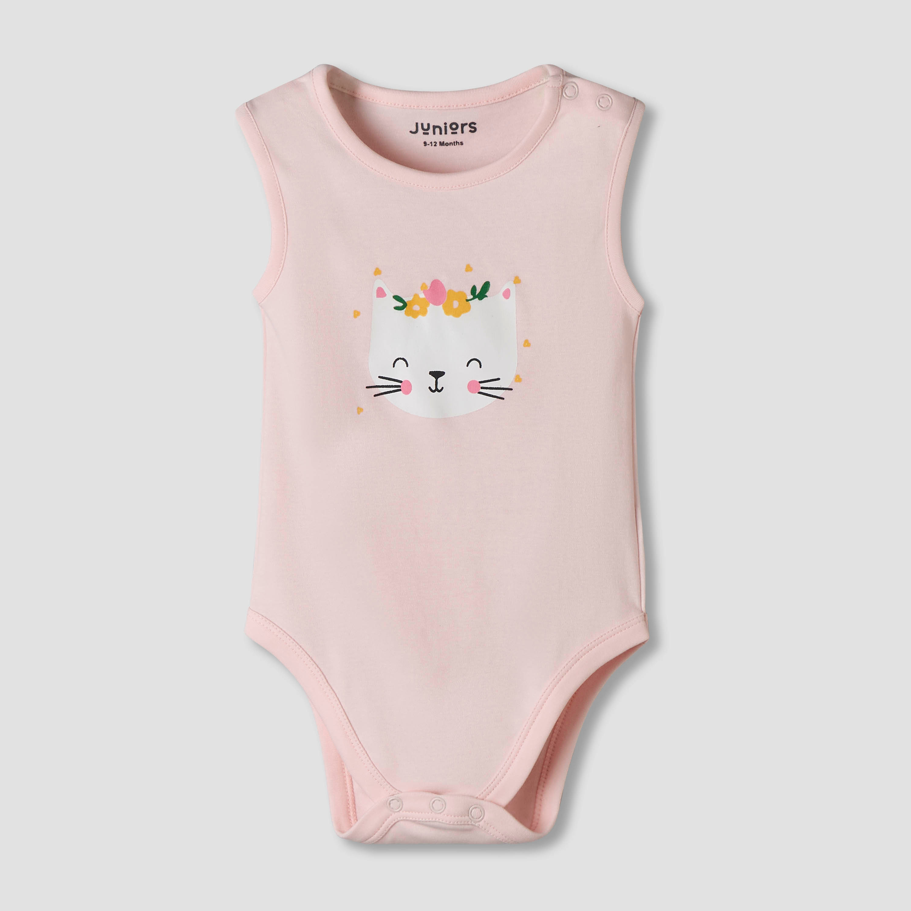 Pack of 7 Juniors Cotton Sleeveless Bodysuit with Fun Print-baby-girls-clothing-bodysuits-image-9