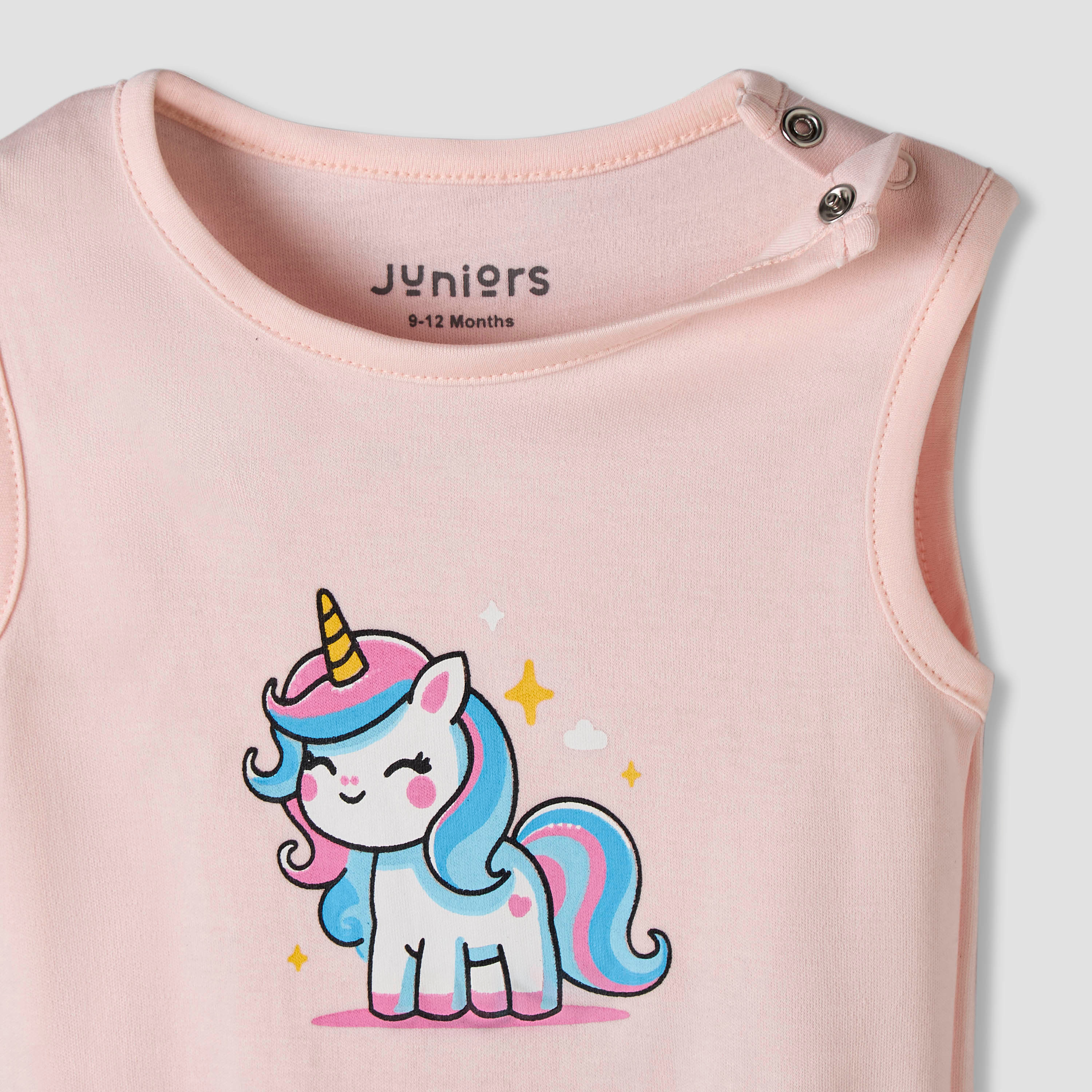 Pack of 7 Juniors Cotton Sleeveless Bodysuit with Unicorn Print-baby-girls-clothing-bodysuits-image-9