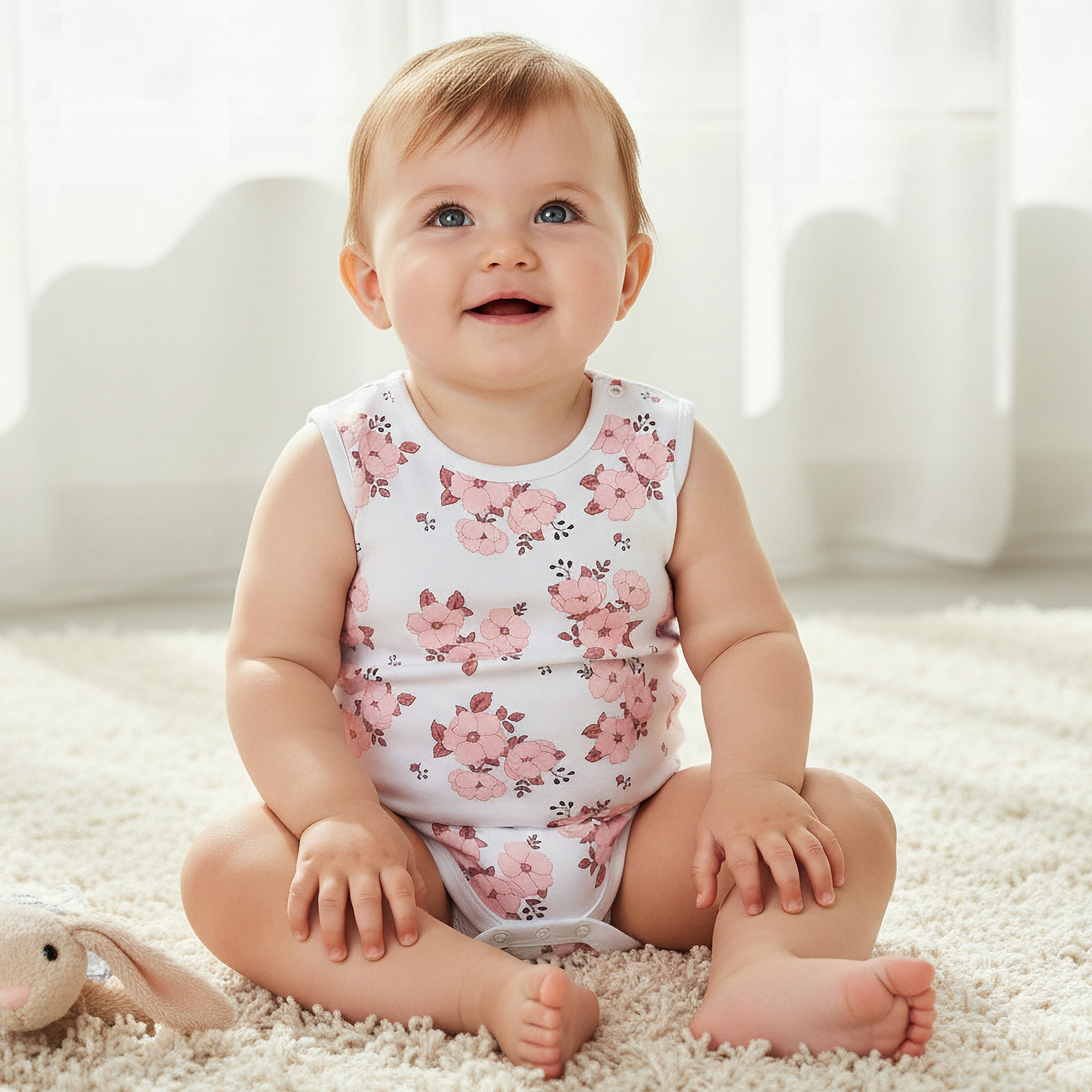 Pack of 7 Juniors Cotton Sleeveless Bodysuit with Floral Print-baby-girls-clothing-bodysuits-image-2