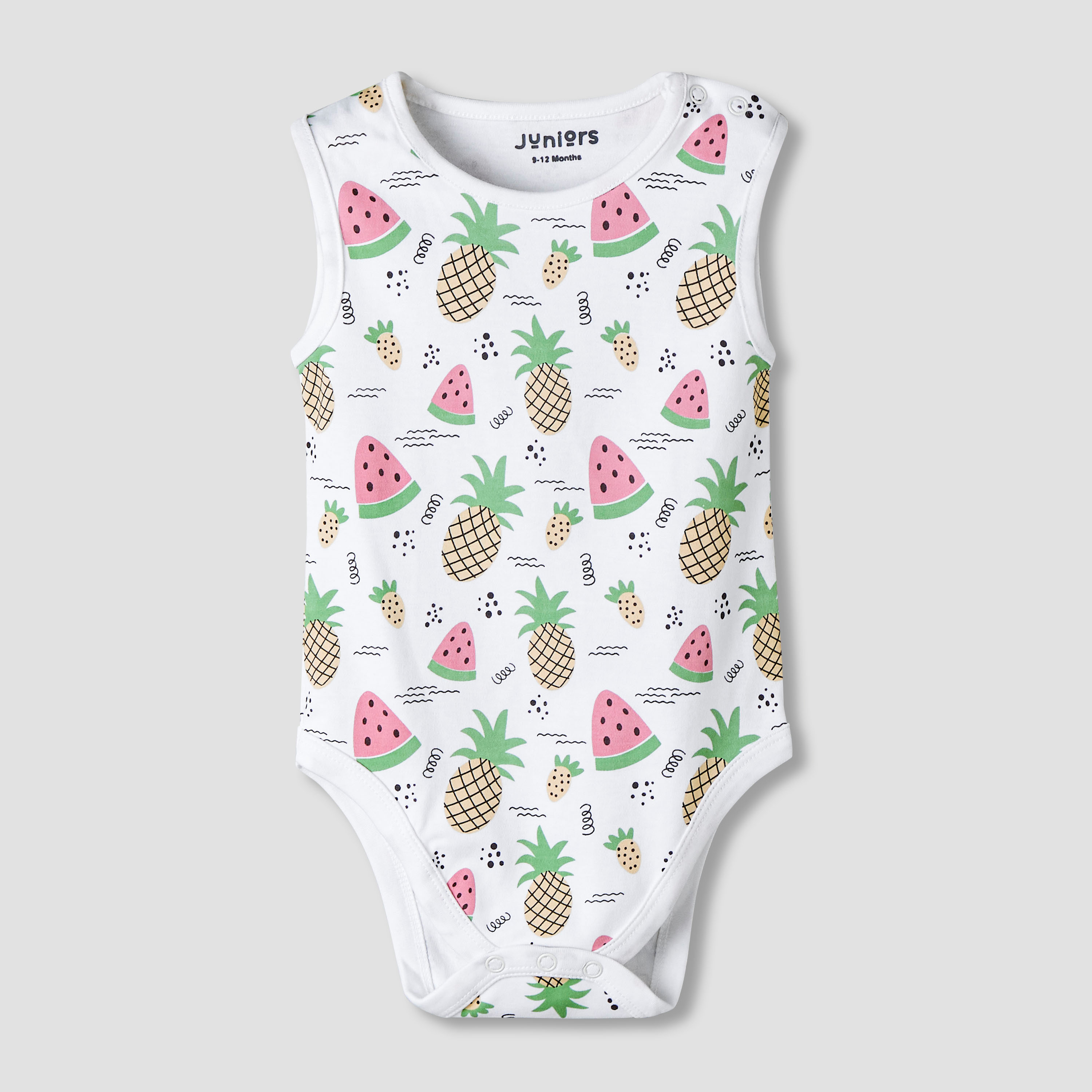 Pack of 7 Juniors Cotton Sleeveless Bodysuit with Fruit Print-baby-girls-clothing-bodysuits-image-3