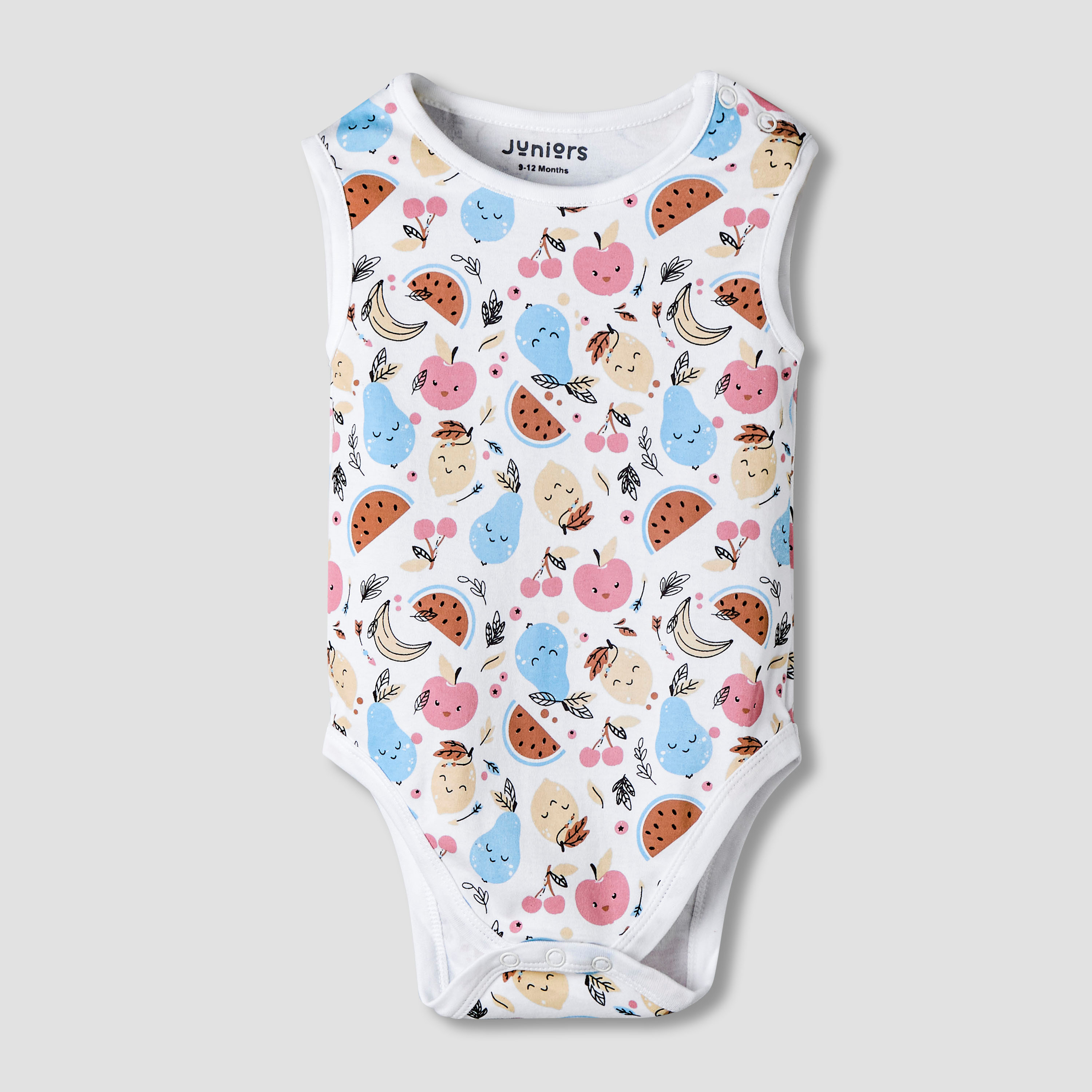 Pack of 7 Juniors Cotton Sleeveless Bodysuit with Fruit Print-baby-girls-clothing-bodysuits-image-4