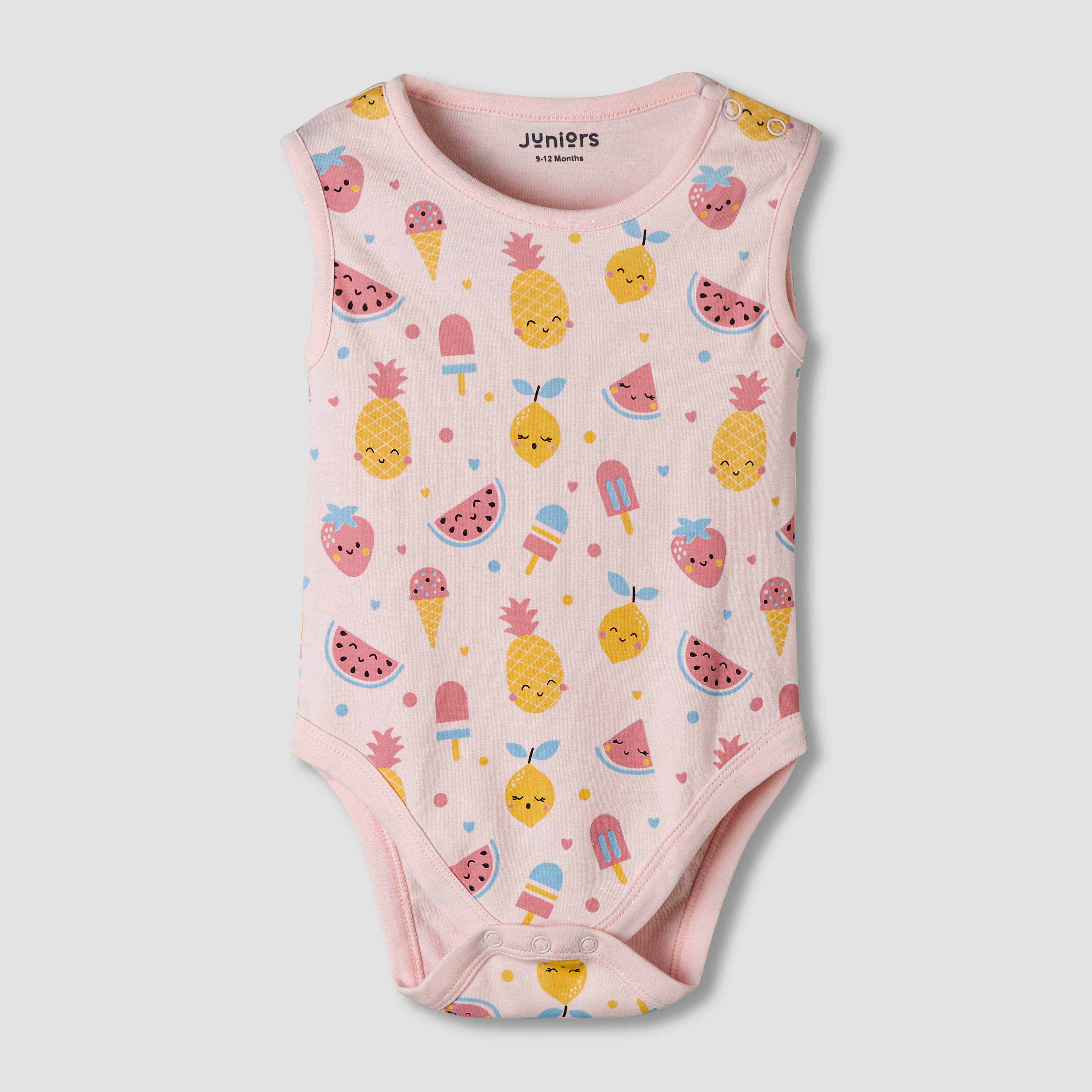 Pack of 7 Juniors Cotton Sleeveless Bodysuit with Fruit Print-baby-girls-clothing-bodysuits-image-7