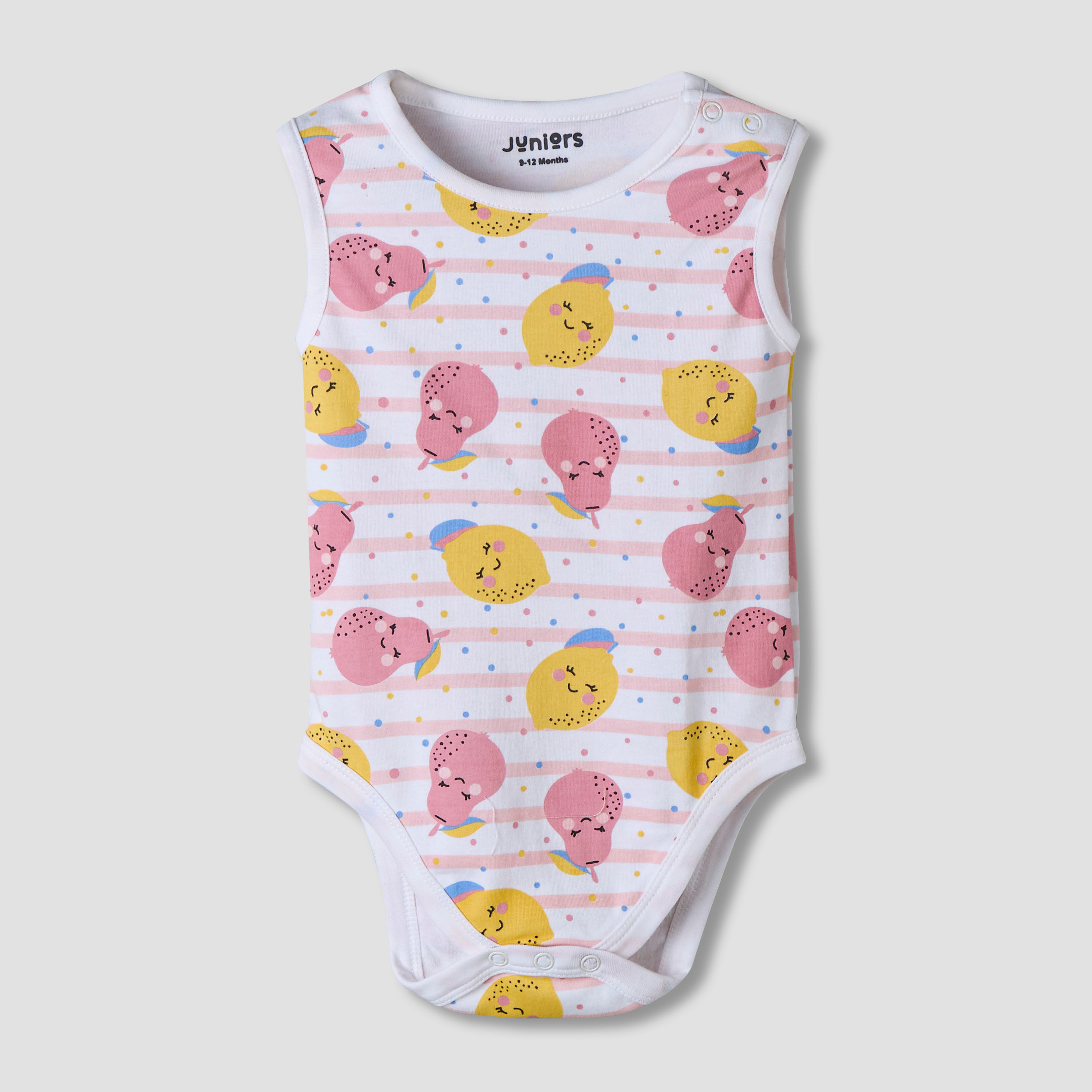 Pack of 7 Juniors Cotton Sleeveless Bodysuit with Fruit Print-baby-girls-clothing-bodysuits-image-8